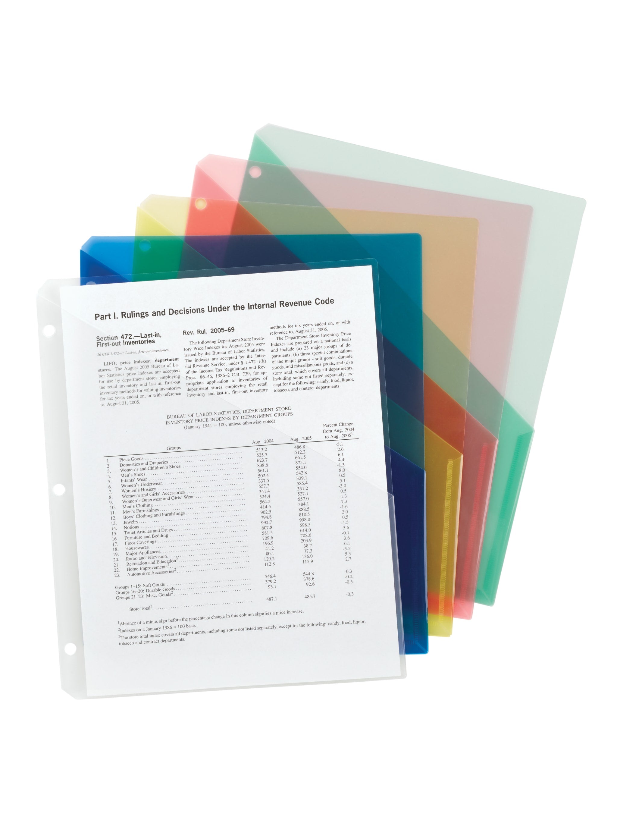 Smead Organized Up Poly Binder Pockets, 3-Hole Punched, Clear, 5/Pack  (89506)