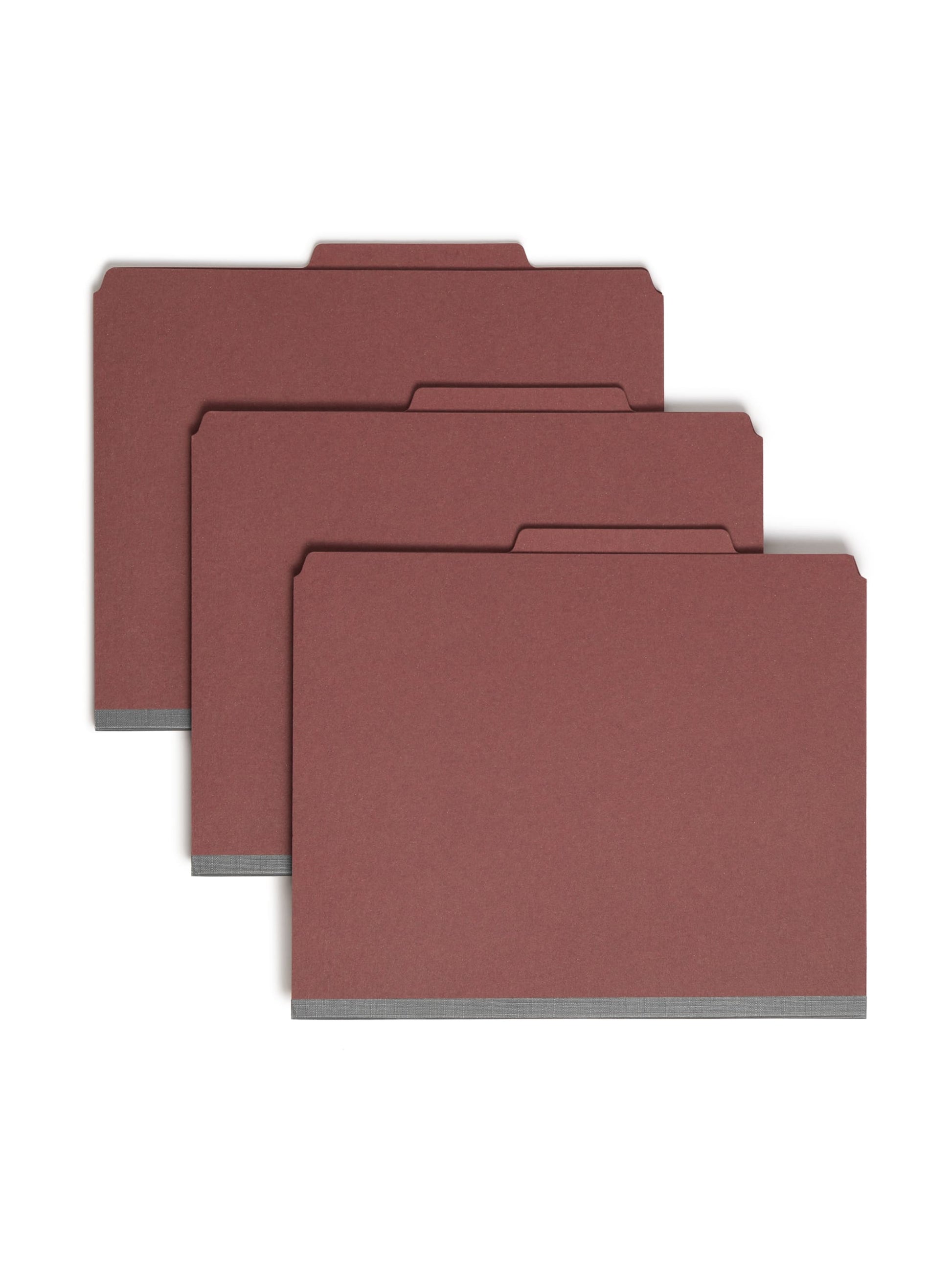 SafeSHIELD® Pressboard Classification File Folders, 1 Divider, 2 inch Expansion, Red Color, Letter Size, 
