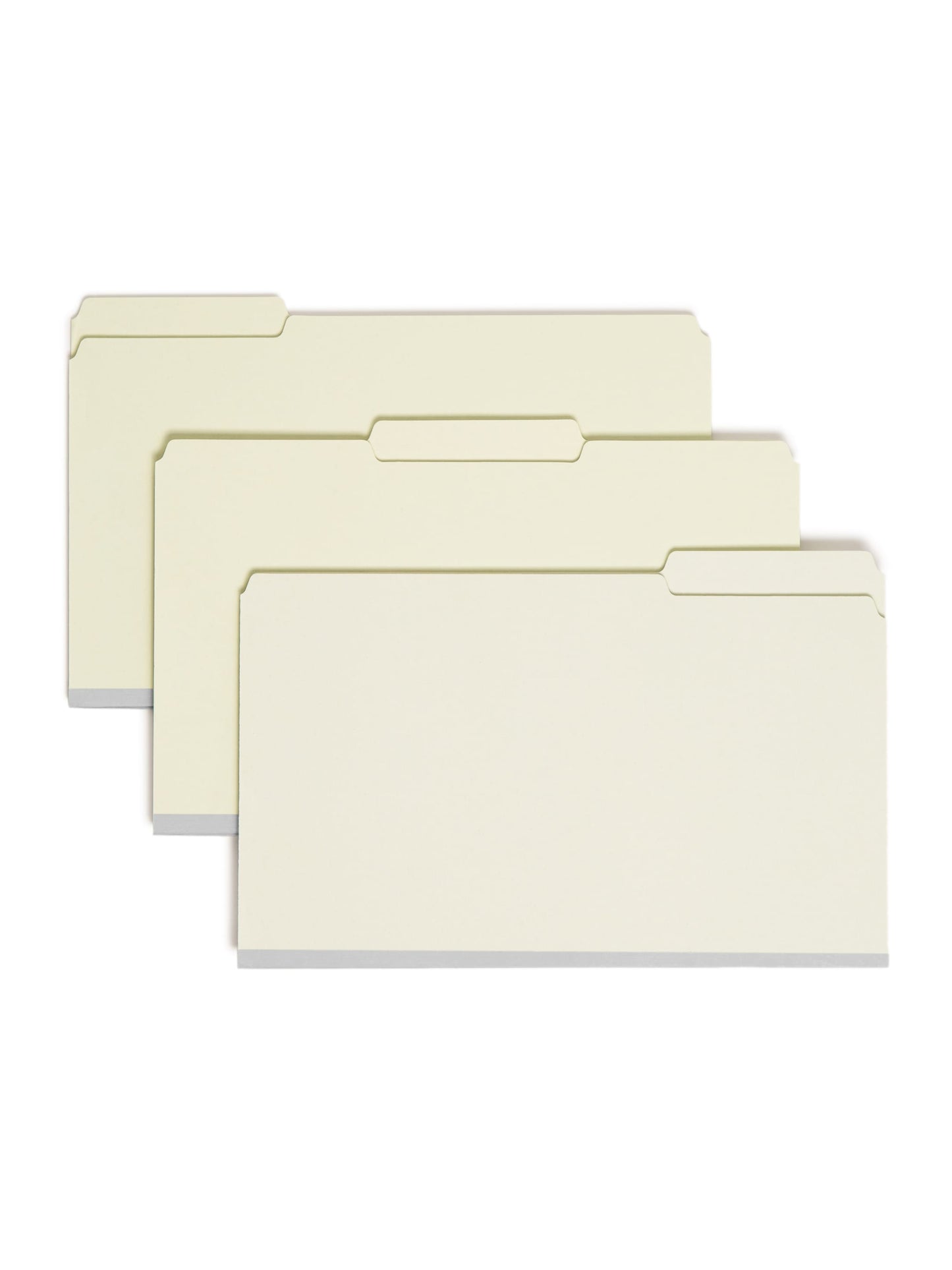 SafeSHIELD® Pressboard Fastener File Folders, 1 inch Expansion, 1/3-Cut Tab, Gray/Green Color, Legal Size, 