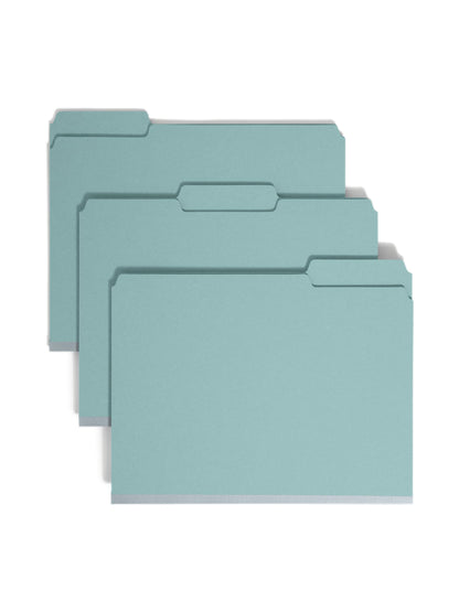 SafeSHIELD® Pressboard Fastener File Folders, 2 inch Expansion, 1/3-Cut Tab, Blue Color, Letter Size, Set of 25, 086486149372