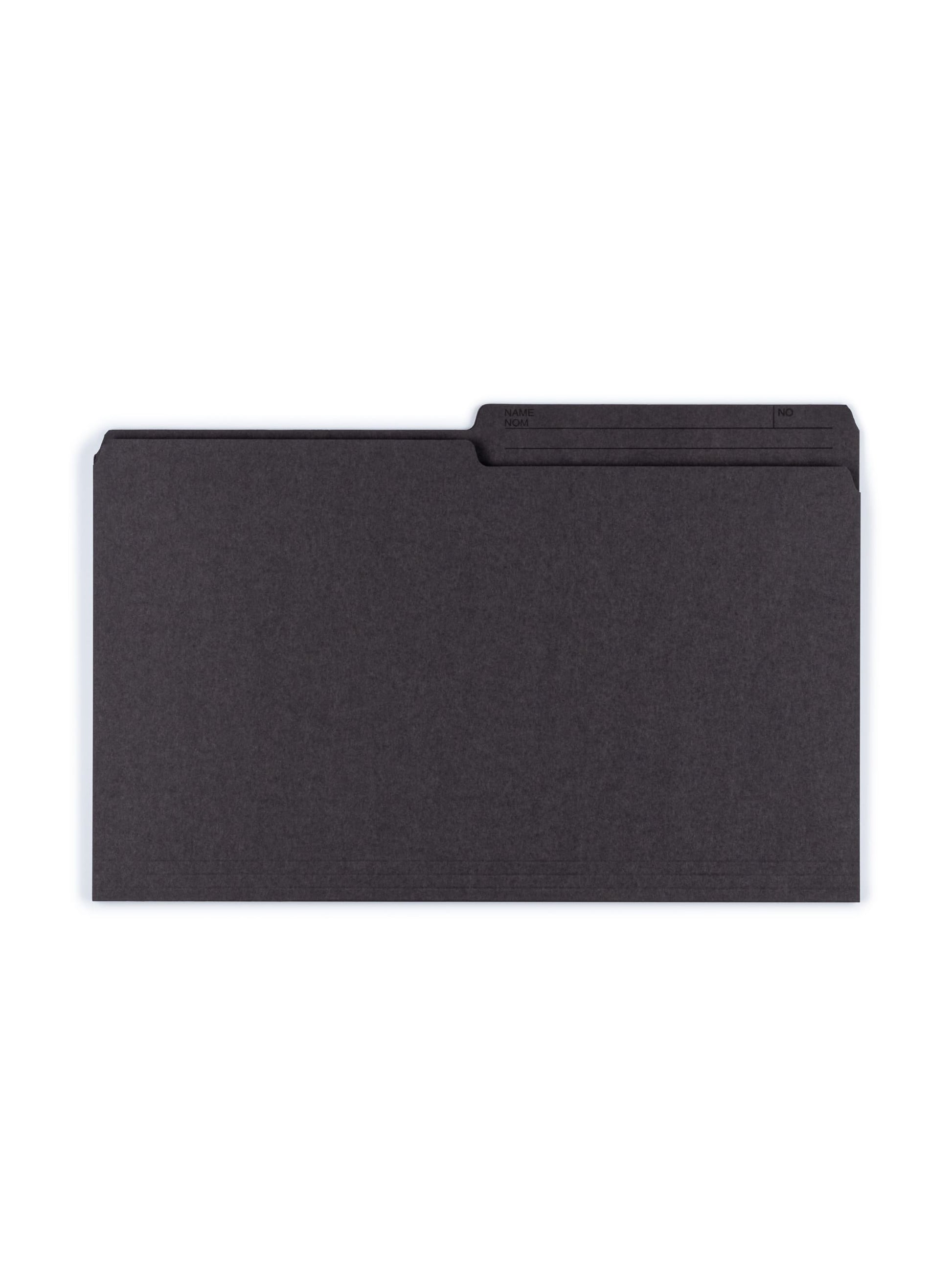 Reversible Printed Tab File Folders, 1/2-Cut Tab, Black Color, Legal Size, 