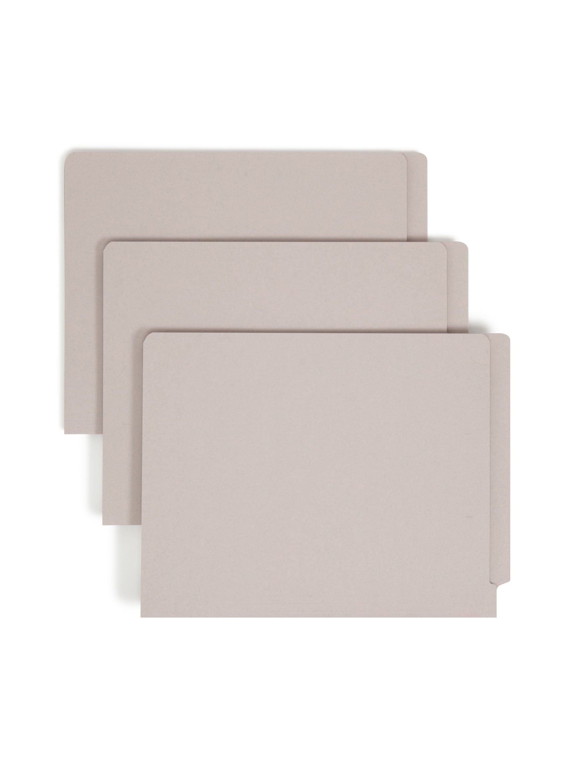 Shelf-Master® Reinforced End Tab Fastener File Folders, Straight-Cut Tab, Gray Color, Letter Size, Set of 50, 086486258494