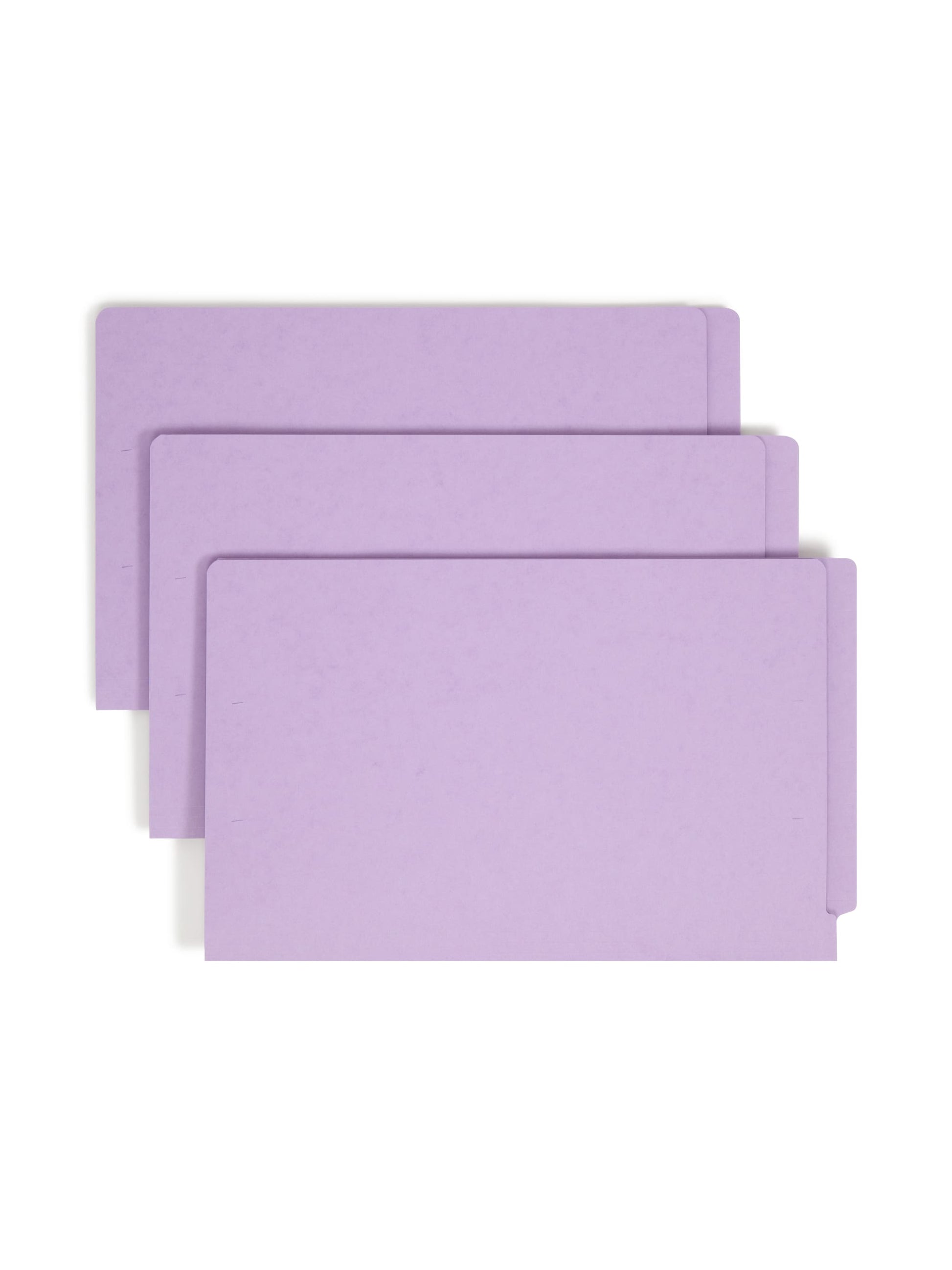 Shelf-Master® Reinforced End Tab Fastener File Folders, Straight-Cut Tab, Lavender Color, Legal Size, Set of 50, 086486285407