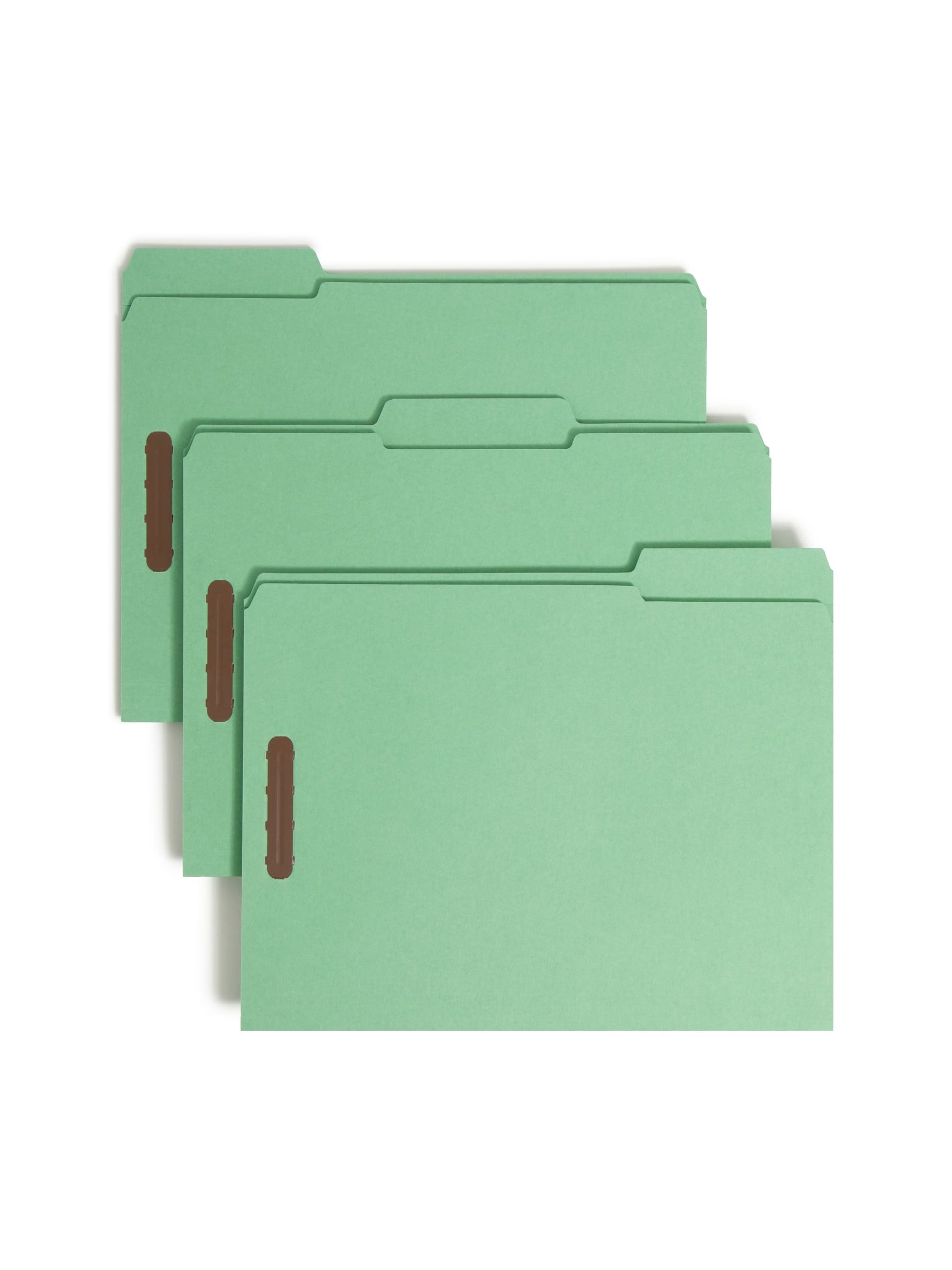 100% Recycled Reinforced Tab Fastener File Folders, Green Color, Letter Size, Set of 50, 086486121415