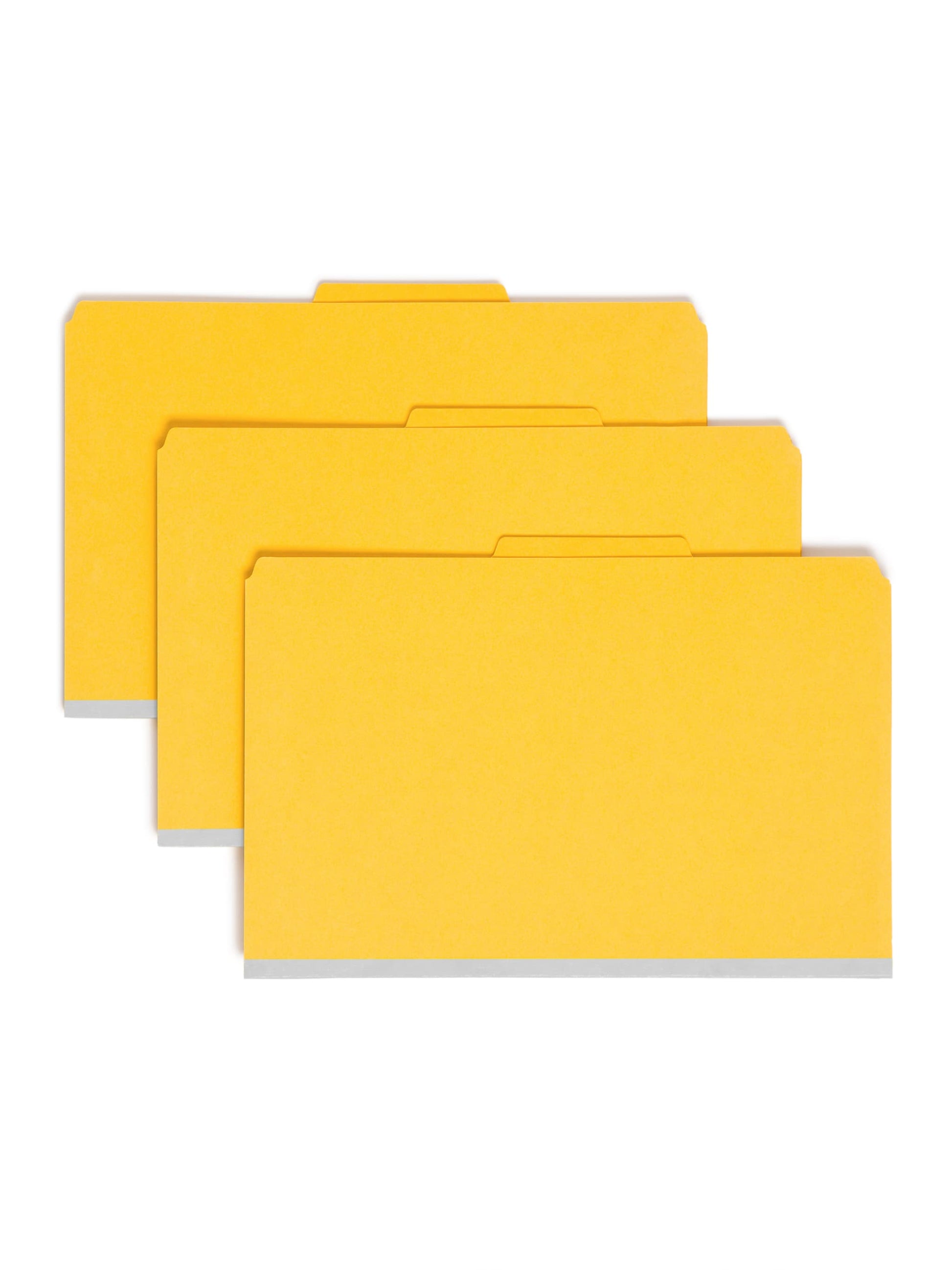 SafeSHIELD® Pressboard Classification File Folders, 1 Divider, 2 inch Expansion, Yellow Color, Legal Size, 