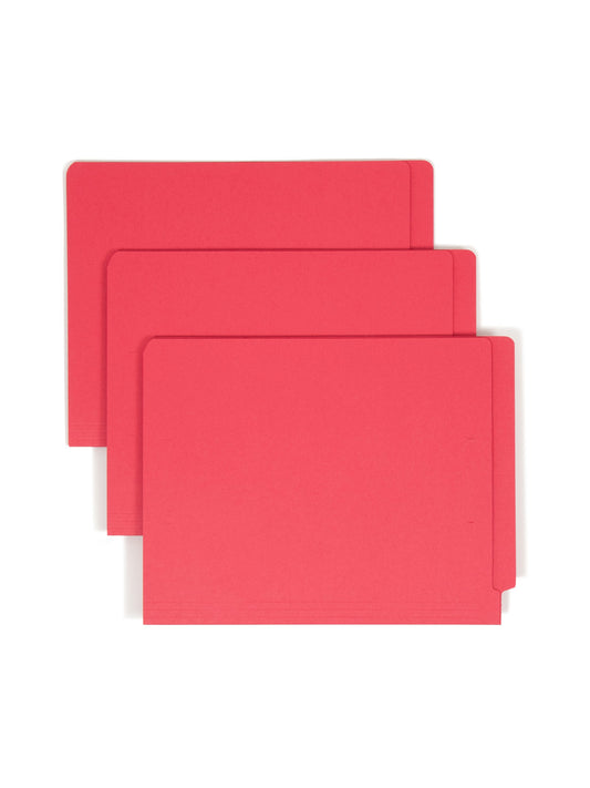 Shelf-Master® Reinforced Tab End Tab File Folders, Straight-Cut Tab, Red Color, Letter Size, Set of 100, 086486257107