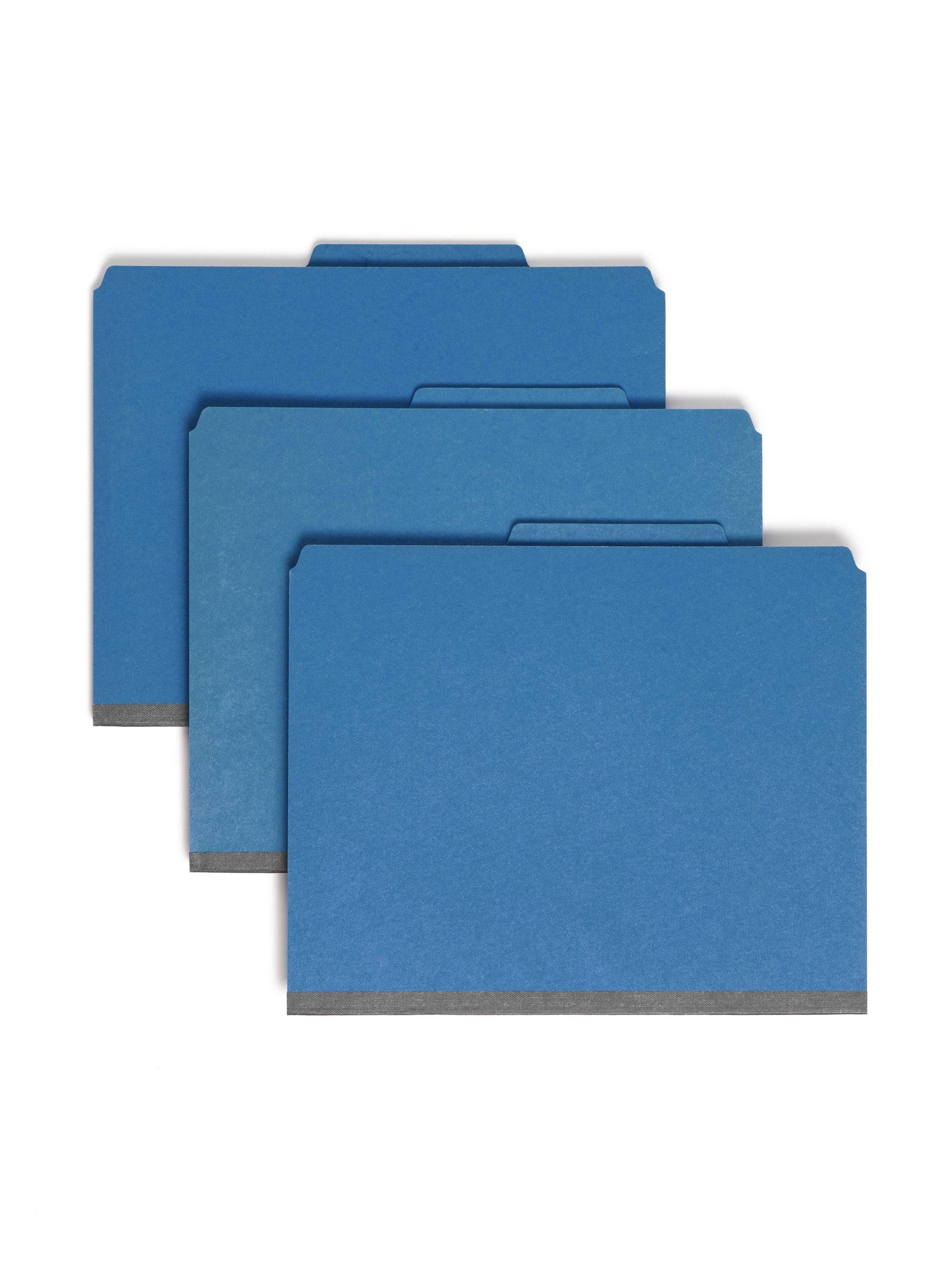 SafeSHIELD® Pressboard Classification File Folders, 2 Dividers, 2 inch Expansion, 2/5-Cut Tab, Dark Blue Color, Letter Size, 