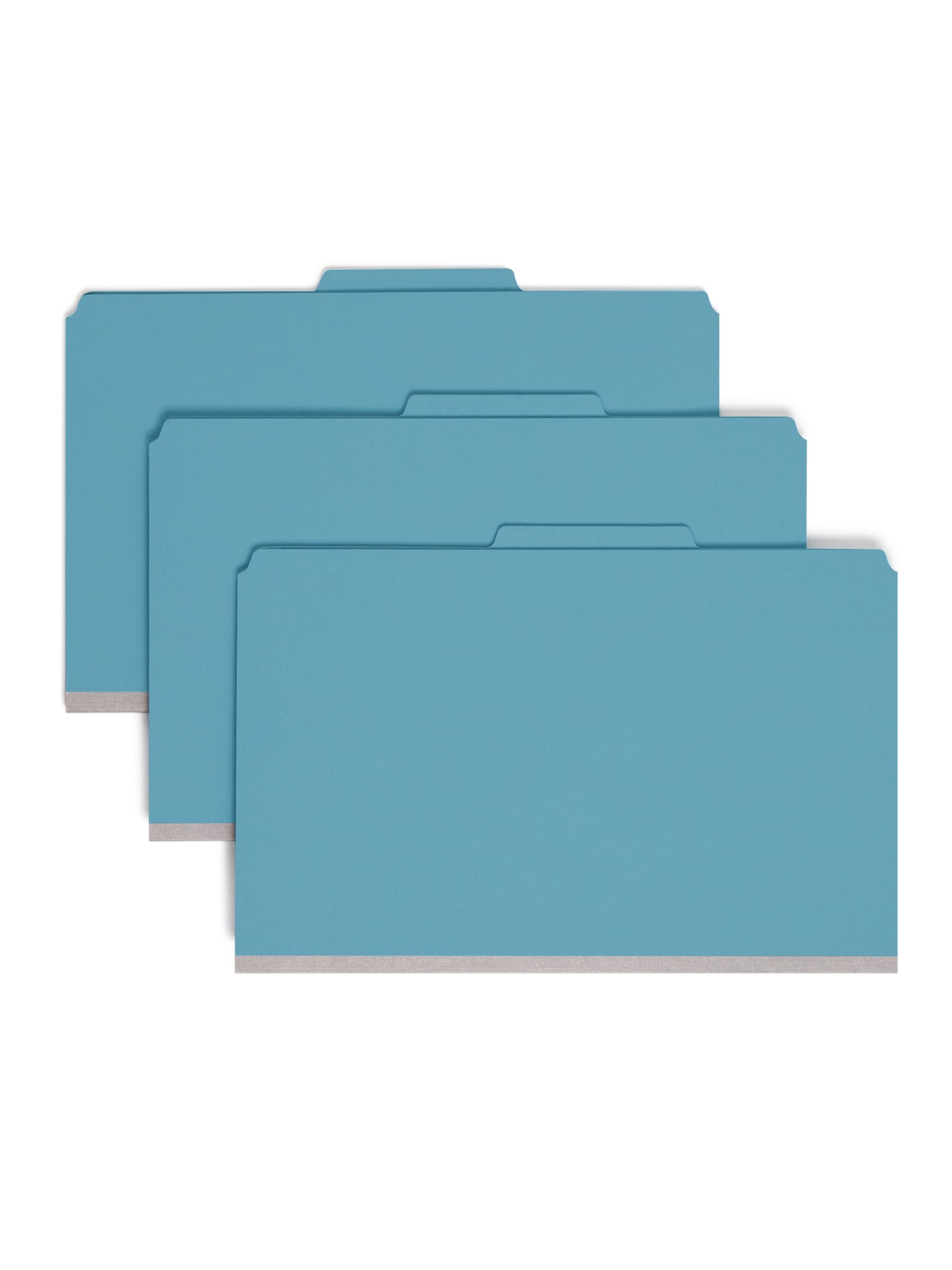 SafeSHIELD® Premium Pressboard Classification File Folders, 2 Dividers, 2 inch Expansion, 2/5-Cut Tab, Blue Color, Legal Size, 