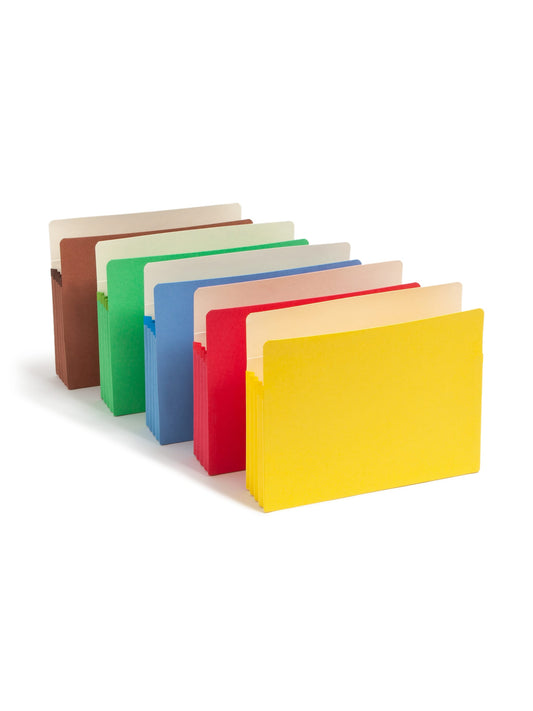 File Pockets, 3-1/2 inch Expansion, Straight-Cut Tab, Assorted Colors Color, Letter Size, Set of 5, 086486738927