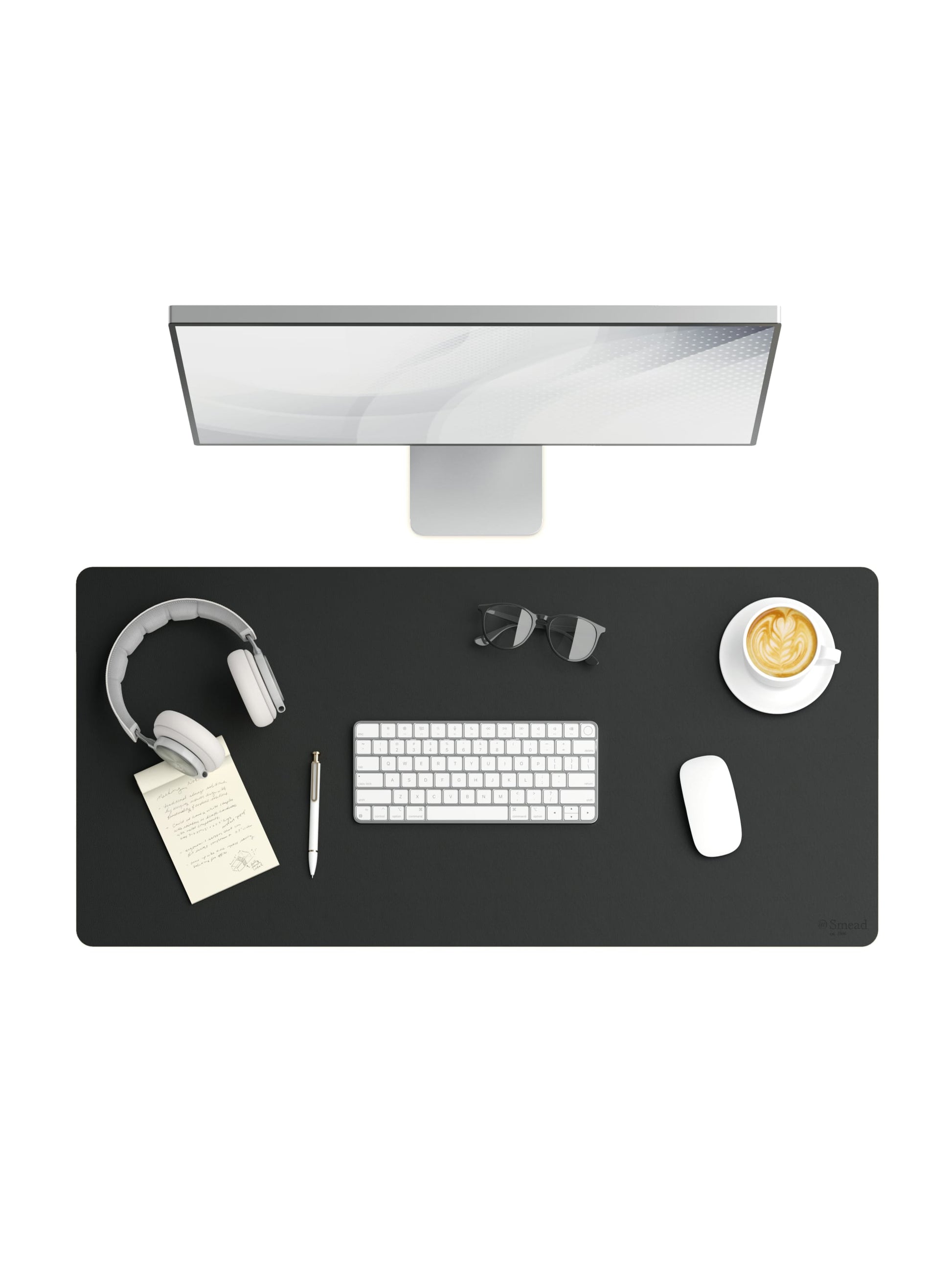 Vegan Leather Desk Pad, Charcoal Color, 36"X17" Size, 086486648288