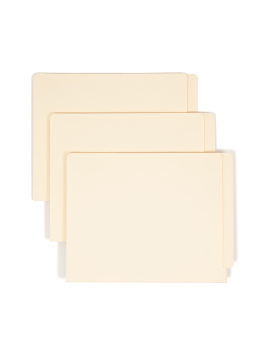 Shelf-Master® Reinforced Tab End Tab File Folders, Straight-Cut Tab, Manila Color, Letter Size, Set of 100, 086486245005