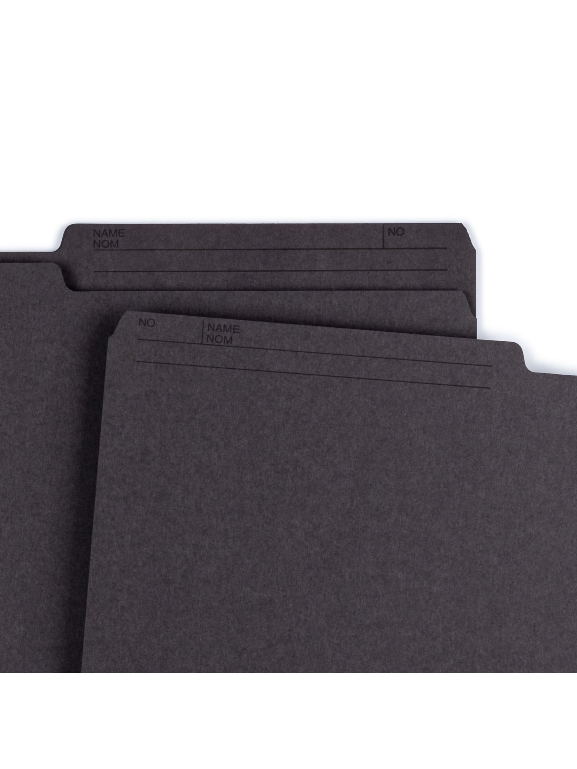 Reversible Printed Tab File Folders, 1/2-Cut Tab, Black Color, Legal Size, Set of 100, 086486153645