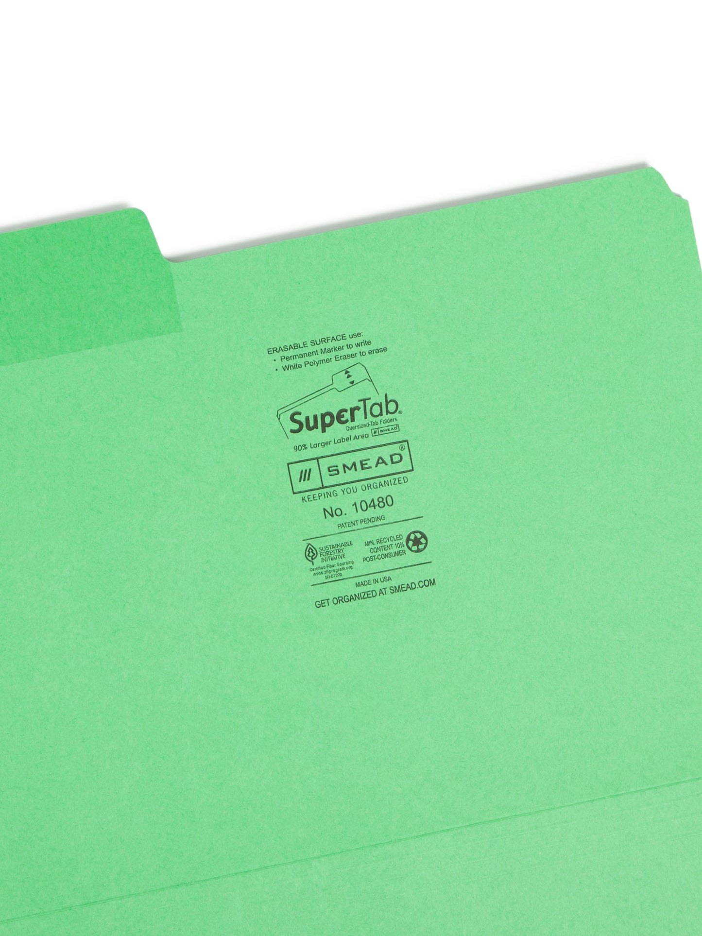 Erasable SuperTab® File Folders, Assorted Colors Color, Letter Size, Set of 1, 086486104807