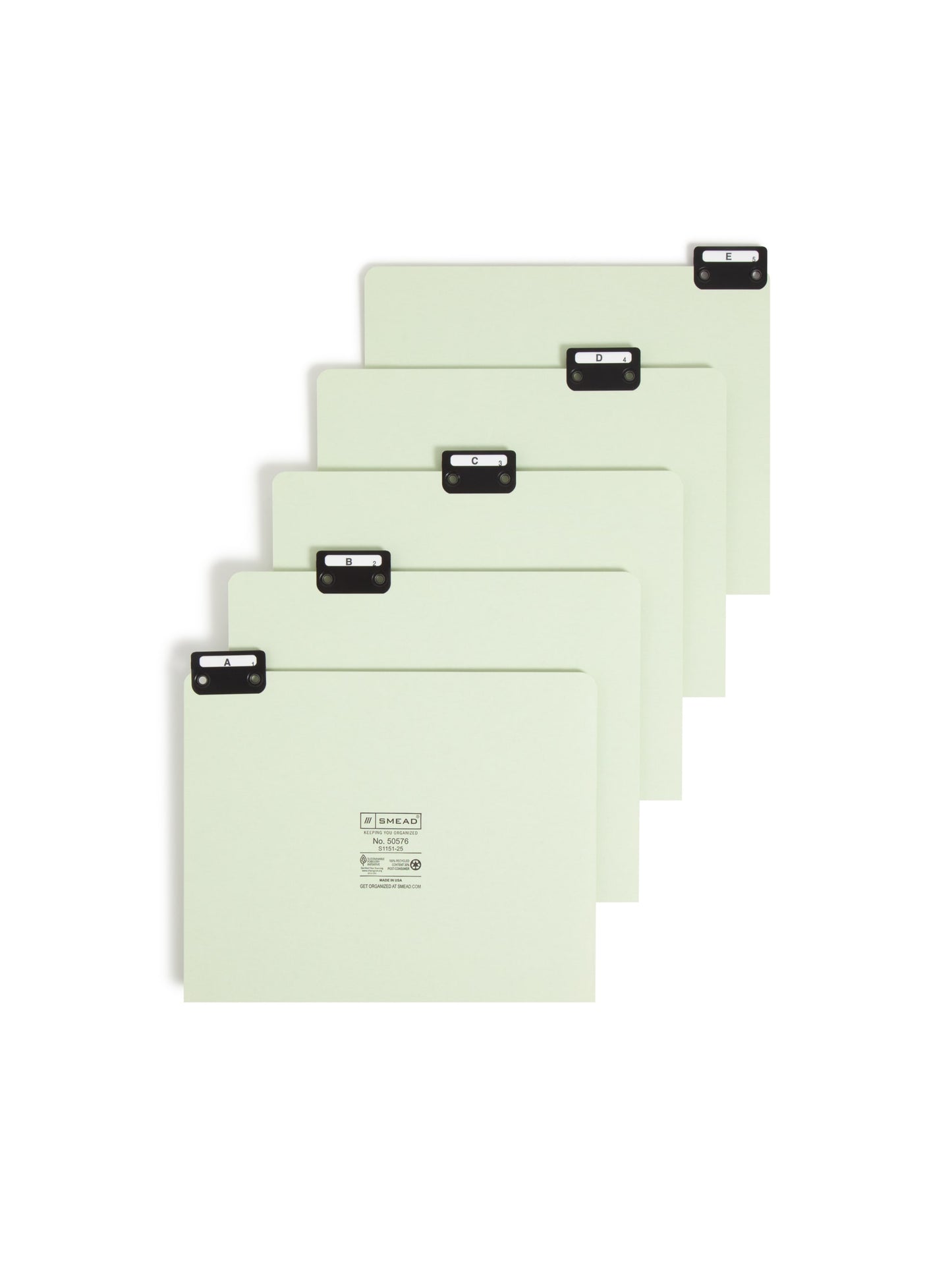 Heavyweight Filing Guides with Alphabetic Indexing, 1/5-Cut Metal Tab, Gray/Green Color, Letter Size, Set of 1, 086486505765