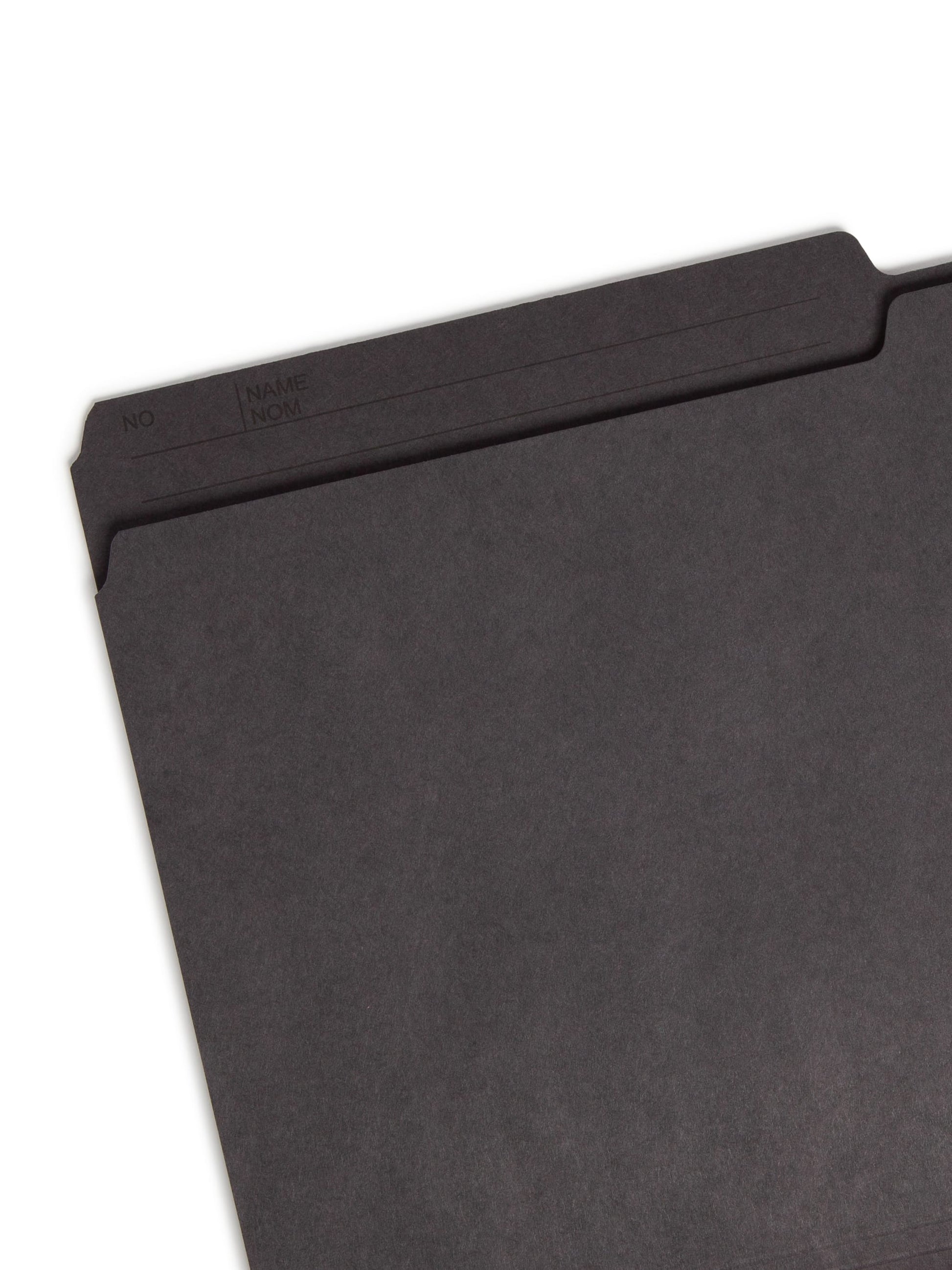 Reversible Printed Tab File Folders, 1/2-Cut Tab, Black Color, Legal Size, Set of 100, 086486153645