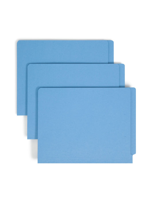 Shelf-Master® Reinforced End Tab Fastener File Folders, Straight-Cut Tab, Blue Color, Letter Size, Set of 50, 086486250405