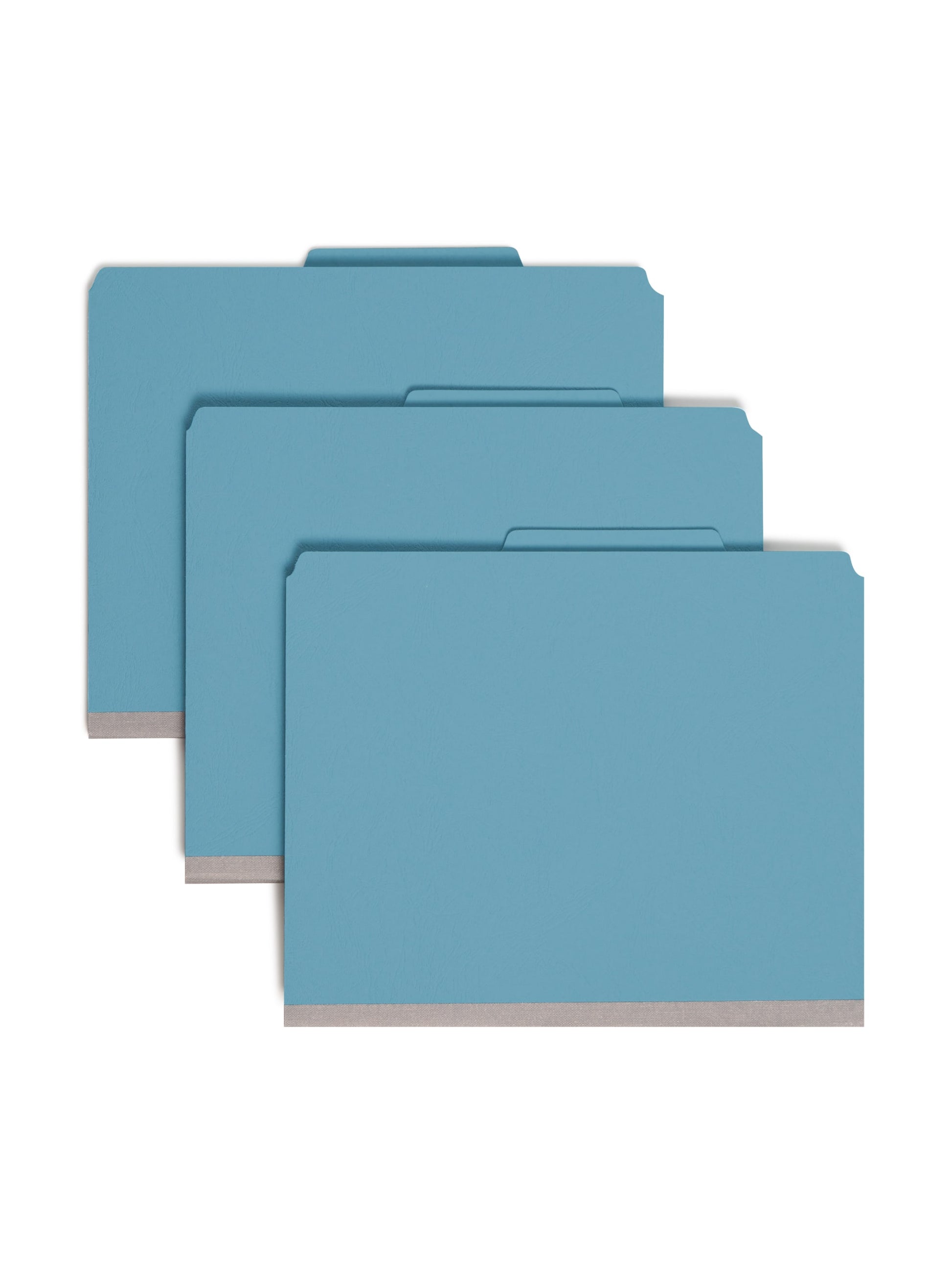 SafeSHIELD® Premium Pressboard Classification File Folders, 2 Dividers, 2 inch Expansion, 2/5-Cut Tab, Blue Color, Letter Size, 