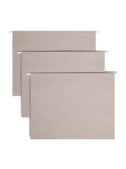 Standard Hanging File Folders with 1/5-Cut Tabs, Gray Color, Letter Size, Set of 25, 086486640633