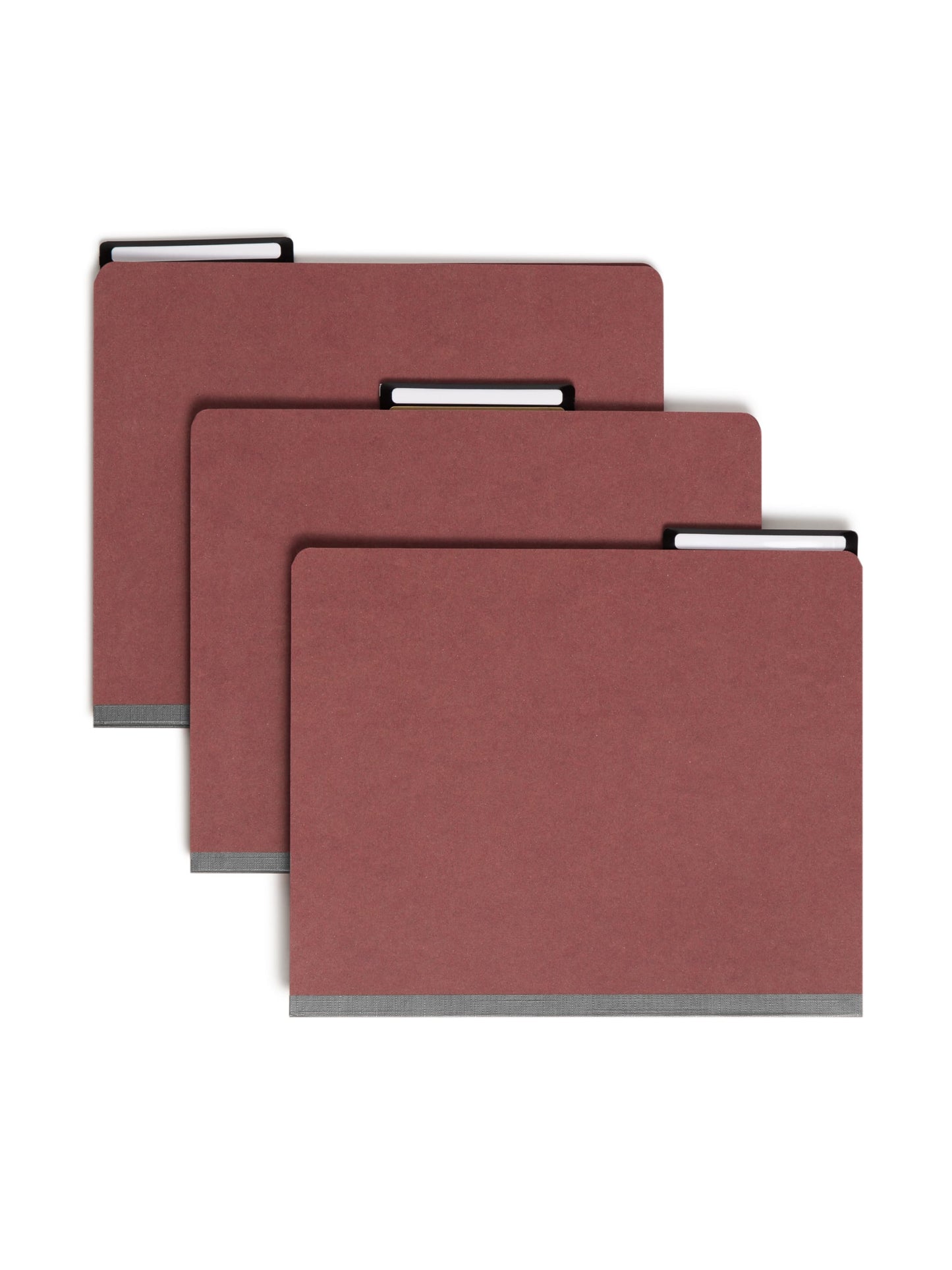 SafeSHIELD® Pressboard Classification File Folders, 2 Dividers, 2 inch Expansion, Metal Tab, Red Color, Letter Size, 