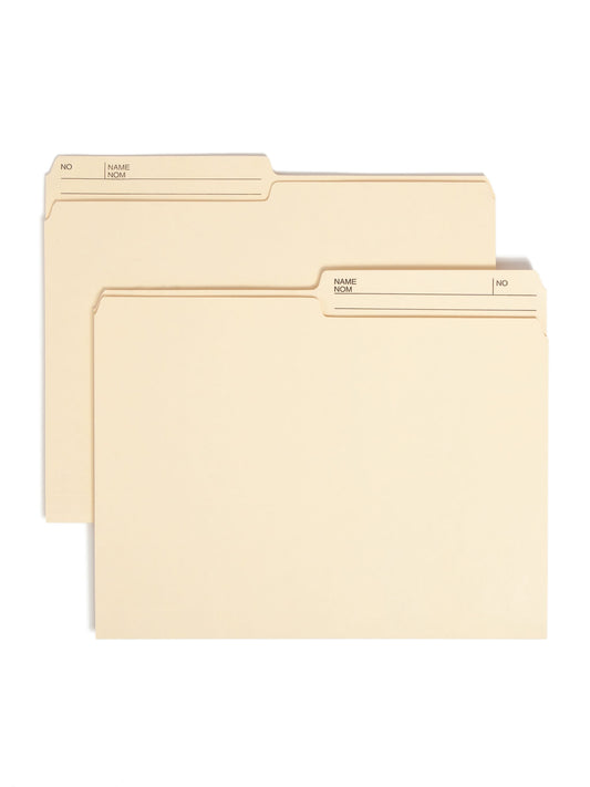 100% Recycled Reversible Printed Tab File Folders, Manila Color, Letter Size, 086486103299