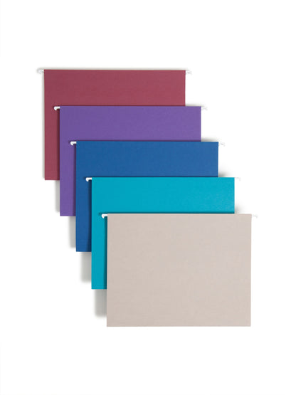 Standard Hanging File Folders with 1/5-Cut Tabs, Assorted Colors Color, Letter Size, Set of 25, 086486640565