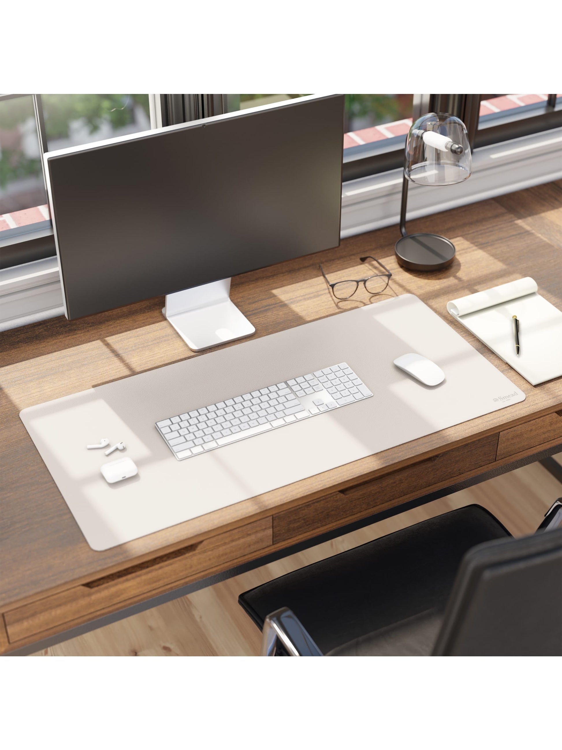 Vegan Leather Desk Pad, Sandstone Color, 36"X17" Size, 086486648264