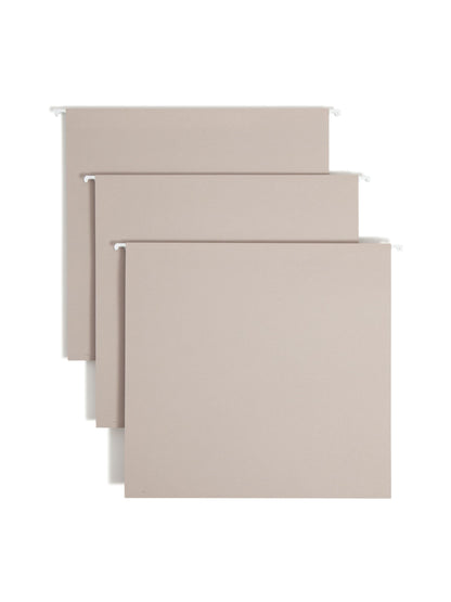 TUFF® Hanging Box Bottom File Folders with Easy Slide® Tabs, 4 inch Expansion, Gray Color, Letter Size, Set of 18, 086486642422
