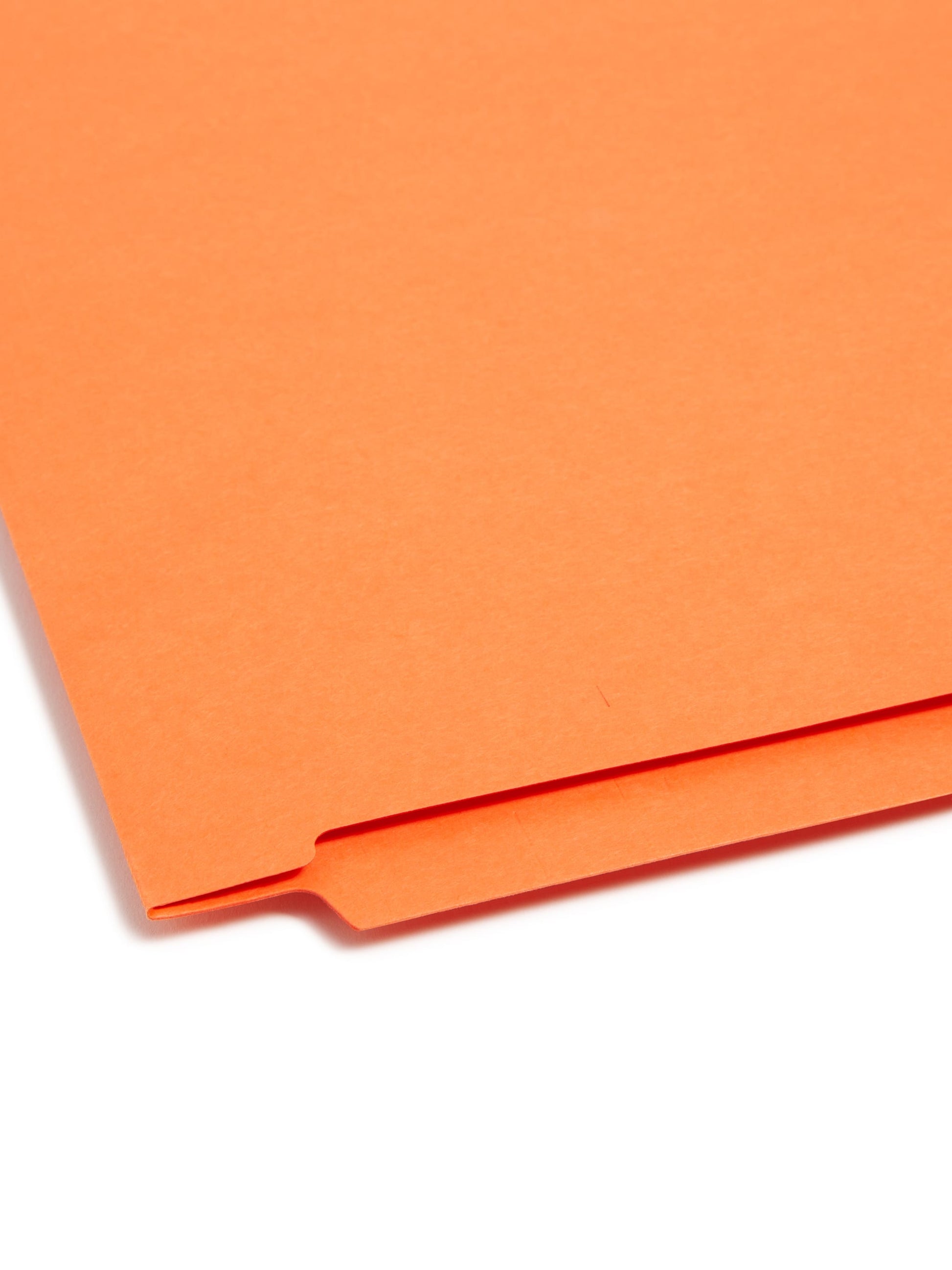 Shelf-Master® Reinforced End Tab Fastener File Folders, Straight-Cut Tab, Orange Color, Letter Size, Set of 50, 086486256407