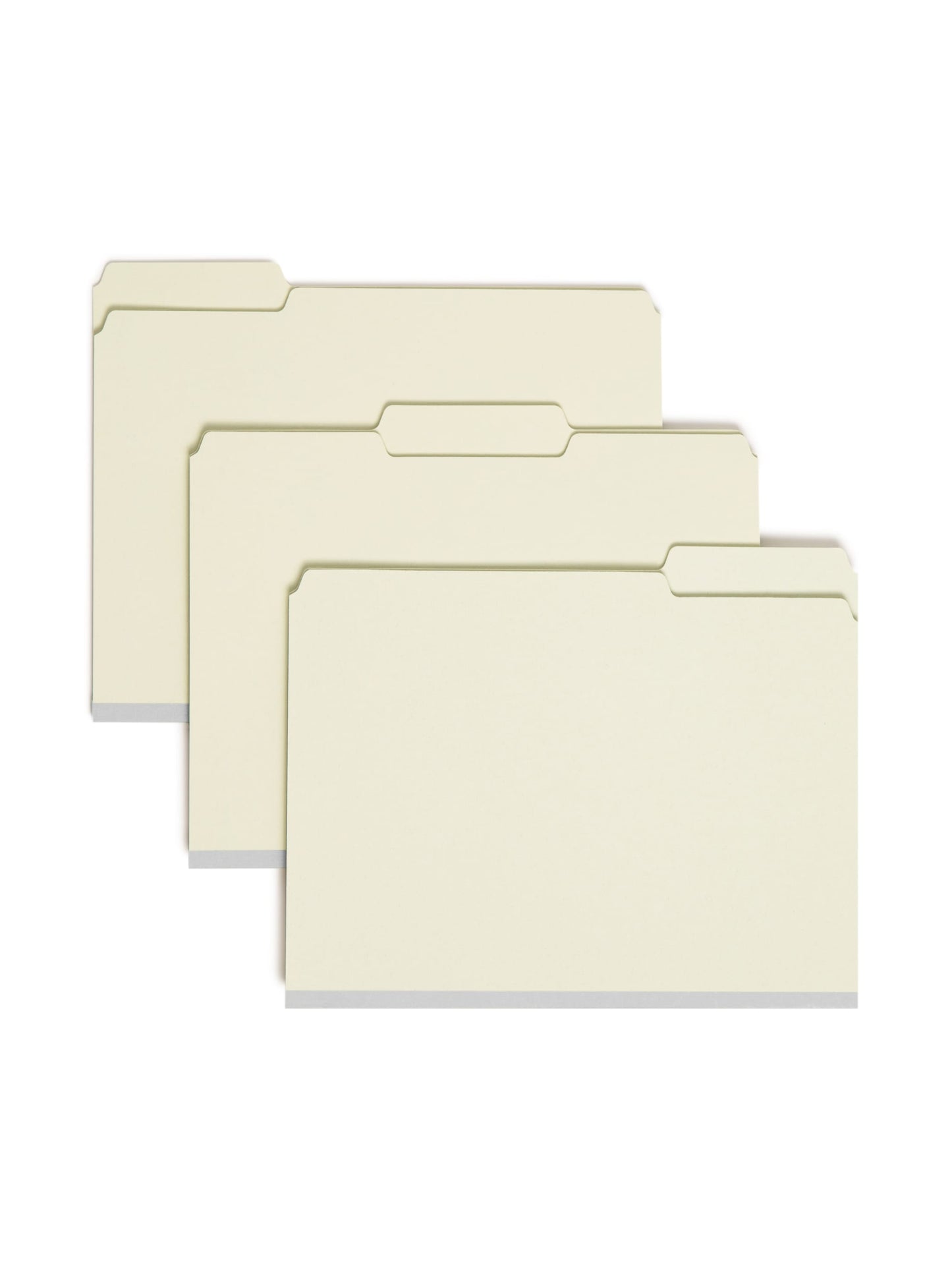 SafeSHIELD® Pressboard Fastener File Folders, 1 inch Expansion, 1/3-Cut Tab, Gray/Green Color, Letter Size, 