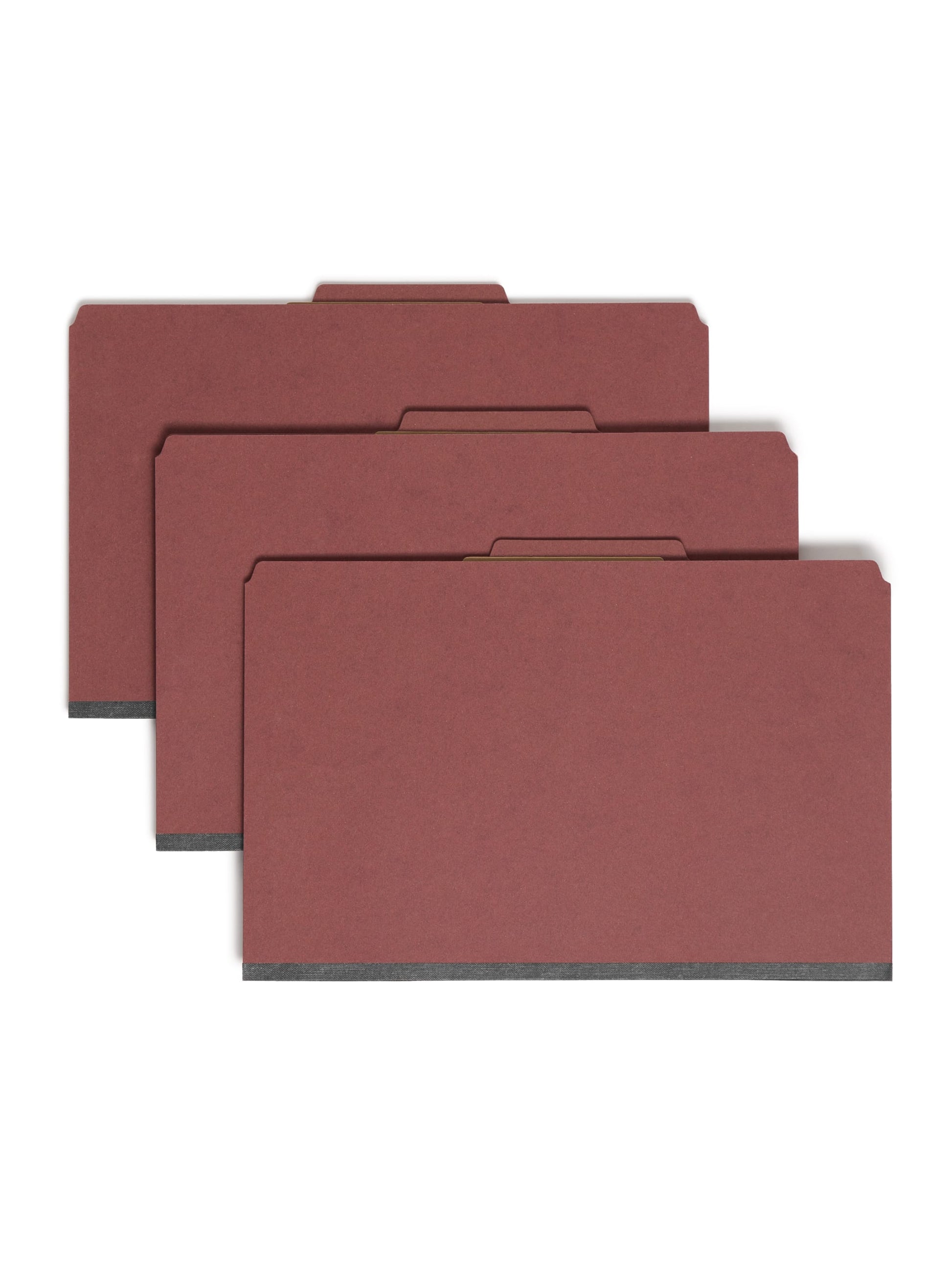 SafeSHIELD® Pressboard Classification File Folders, 1 Divider, 2 inch Expansion, Red Color, Legal Size, 