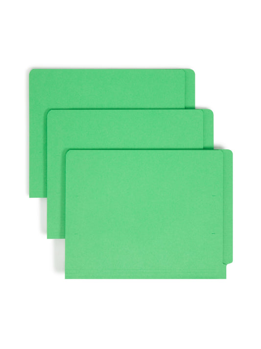 Shelf-Master® Reinforced Tab End Tab File Folders, Straight-Cut Tab, Green Color, Letter Size, Set of 100, 086486251105