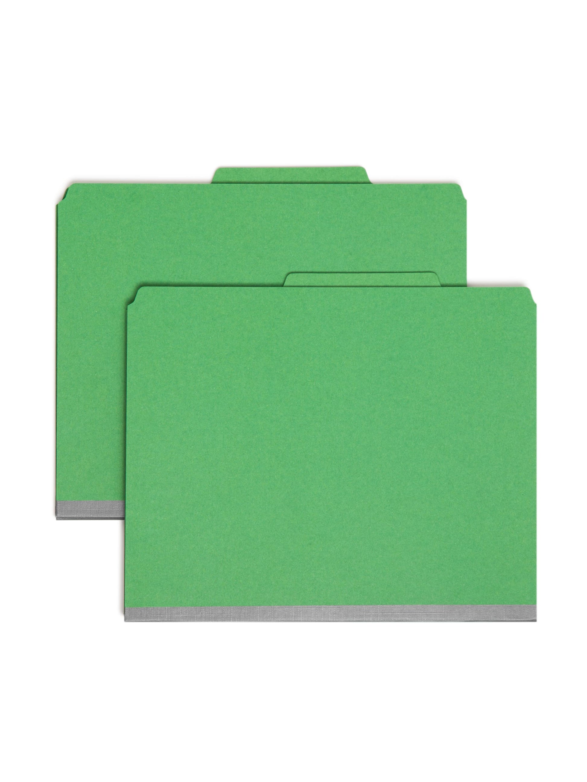 Pressboard Classification File Folders, 2 Dividers, 2 inch Expansion, Green Color, Letter Size, 