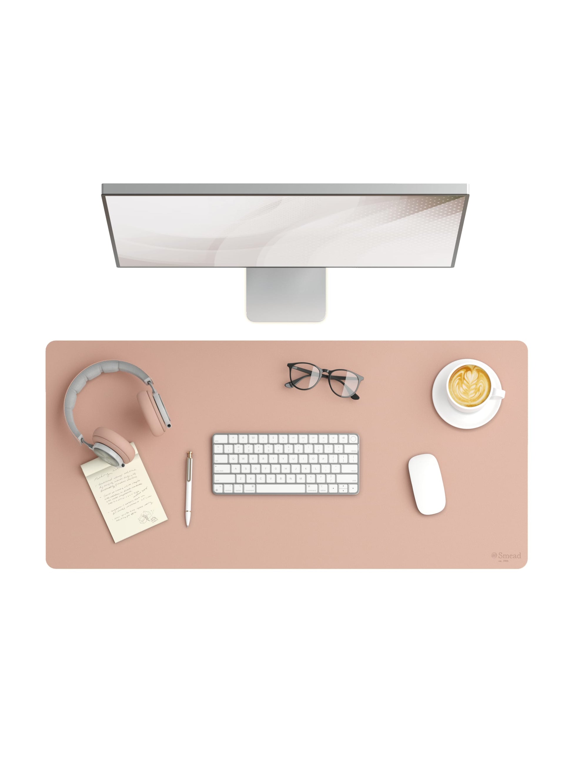 Vegan Leather Desk Pad, Dusty Rose Color, 36"X17" Size, 086486648295
