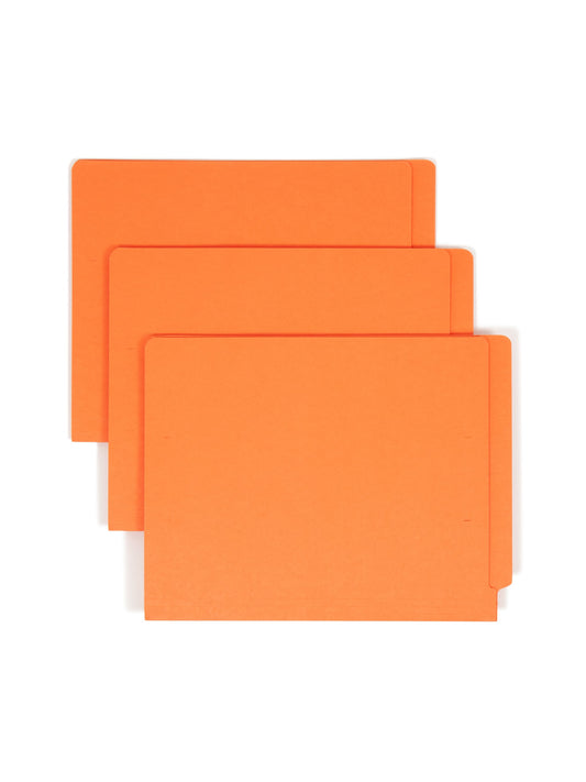 Shelf-Master® Reinforced Tab End Tab File Folders, Straight-Cut Tab, Orange Color, Letter Size, Set of 100, 086486255103