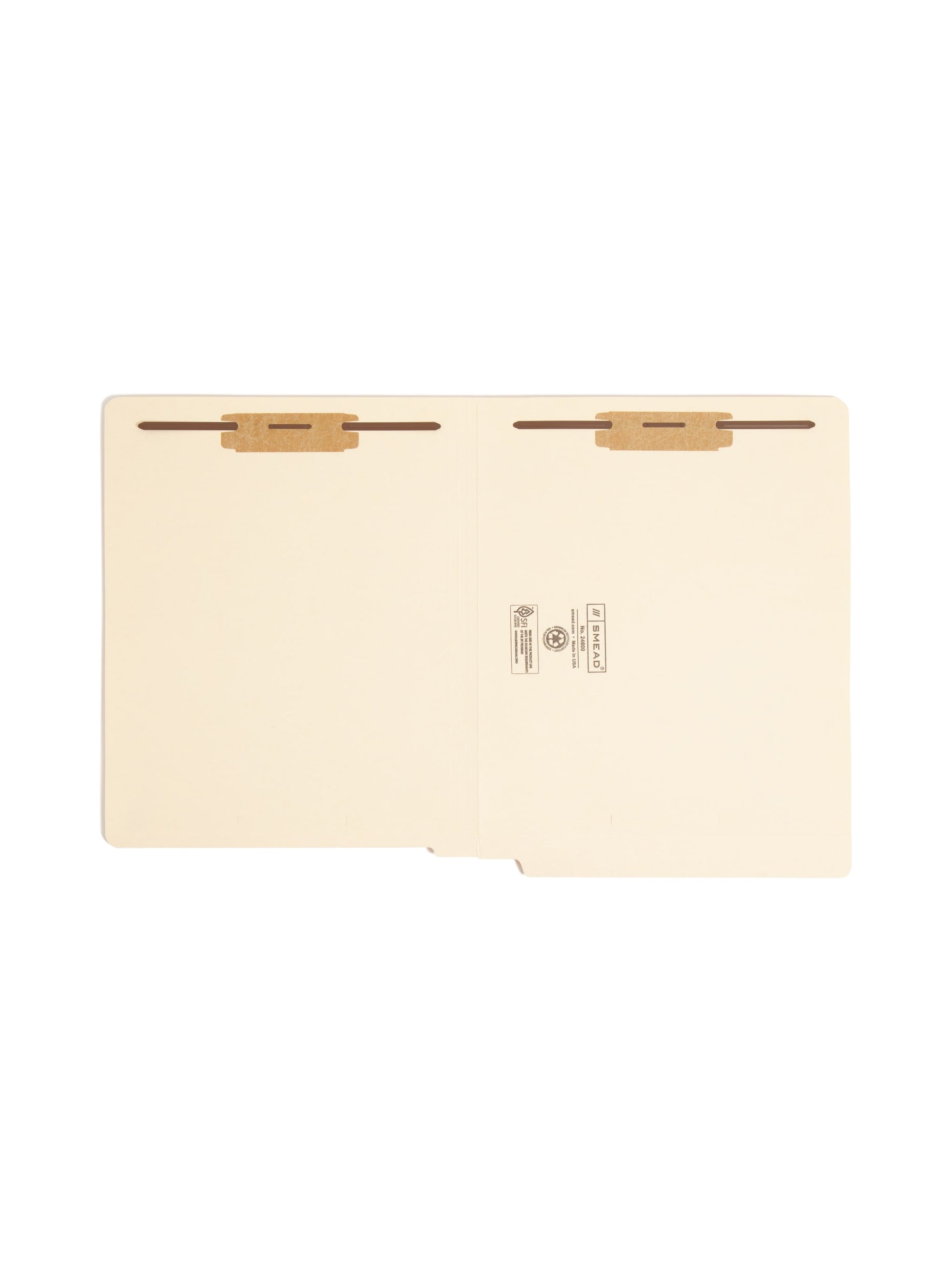 Shelf-Master® Reinforced End Tab Fastener File Folders, Straight-Cut Tab, 2 Fasteners, Bi-lingual, Manila Color, Letter Size, Set of 50, 086486246002
