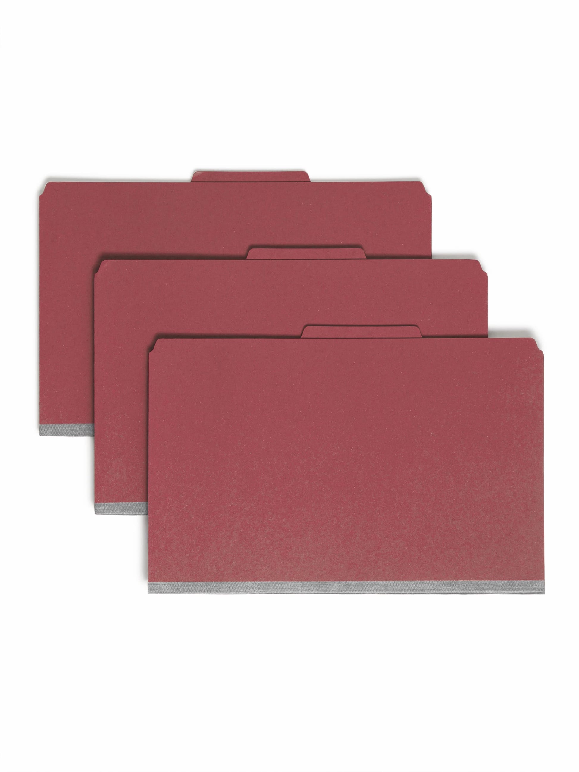 SafeSHIELD® Pressboard Classification File Folders, 2 Dividers, 2 inch Expansion, 2/5-Cut Tab, Bright Red Color, Legal Size, 