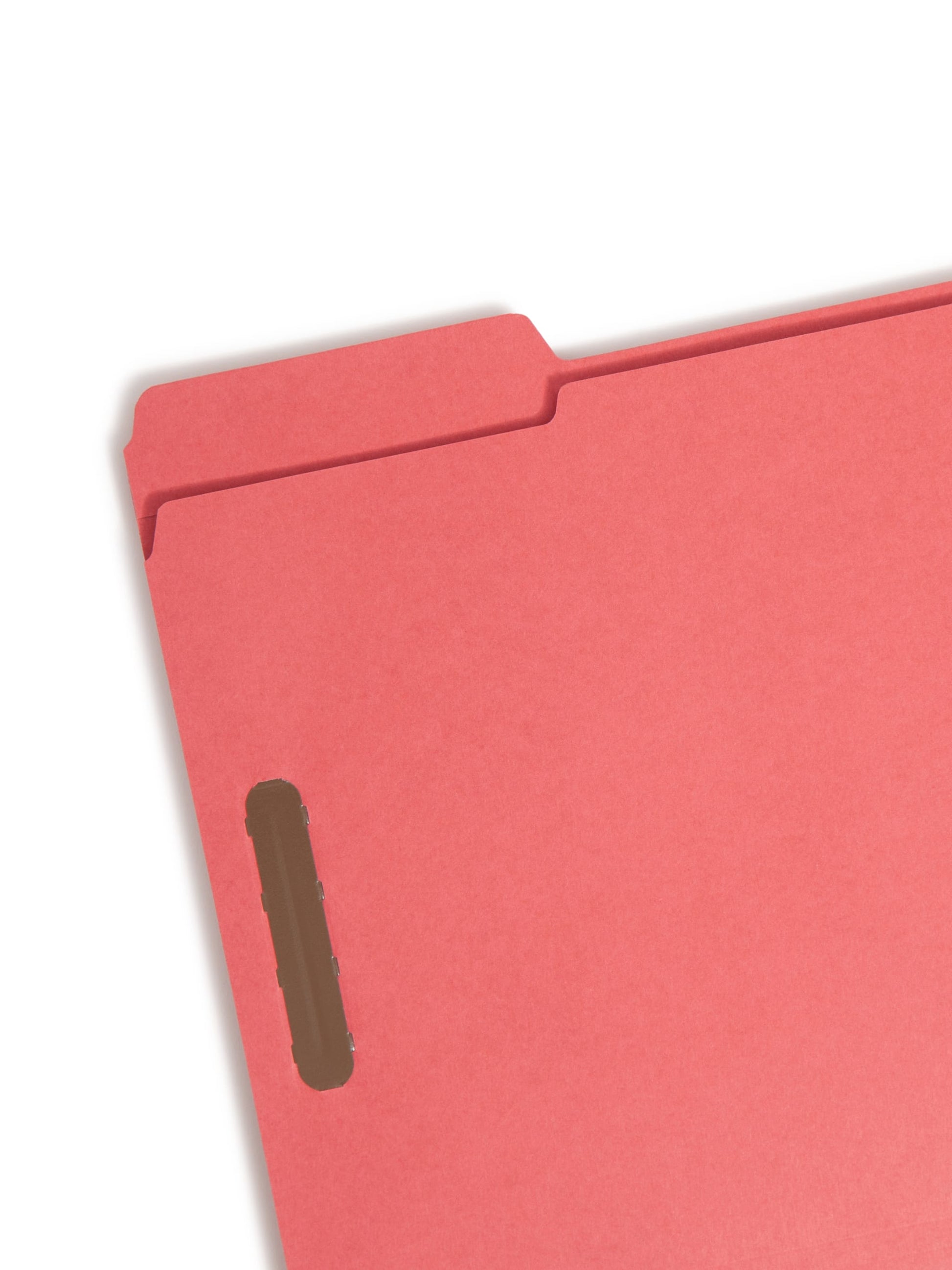 100% Recycled Reinforced Tab Fastener File Folders, Red Color, Letter Size, Set of 50, 086486127417