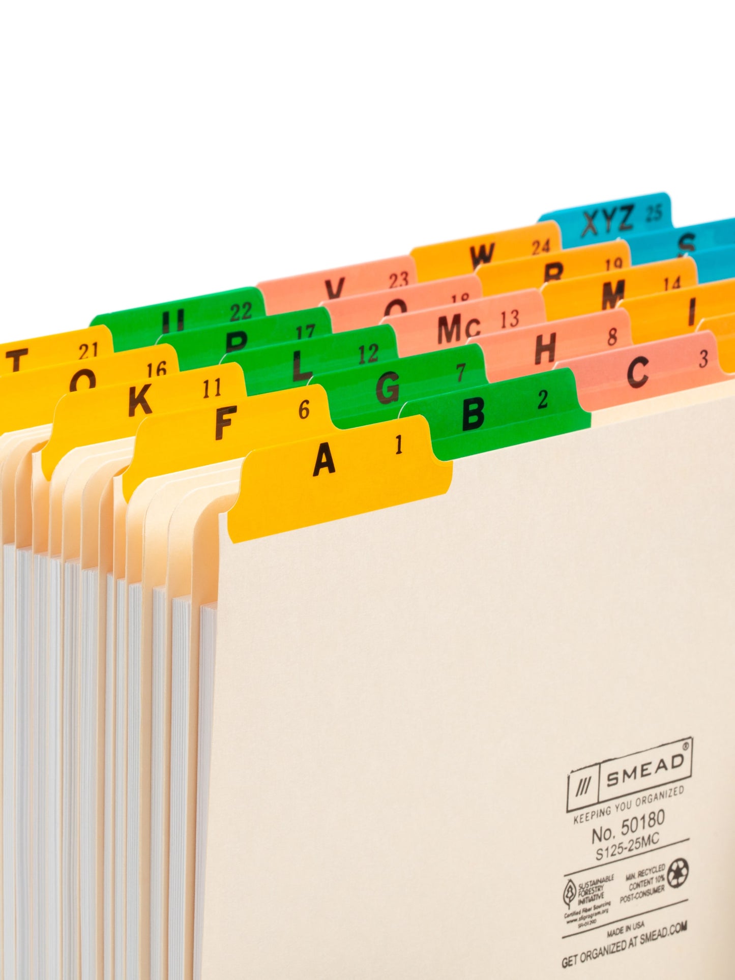 Heavyweight Filing Guides with Alphabetic Indexing, Manila Color, Letter Size, Set of 1, 086486501804