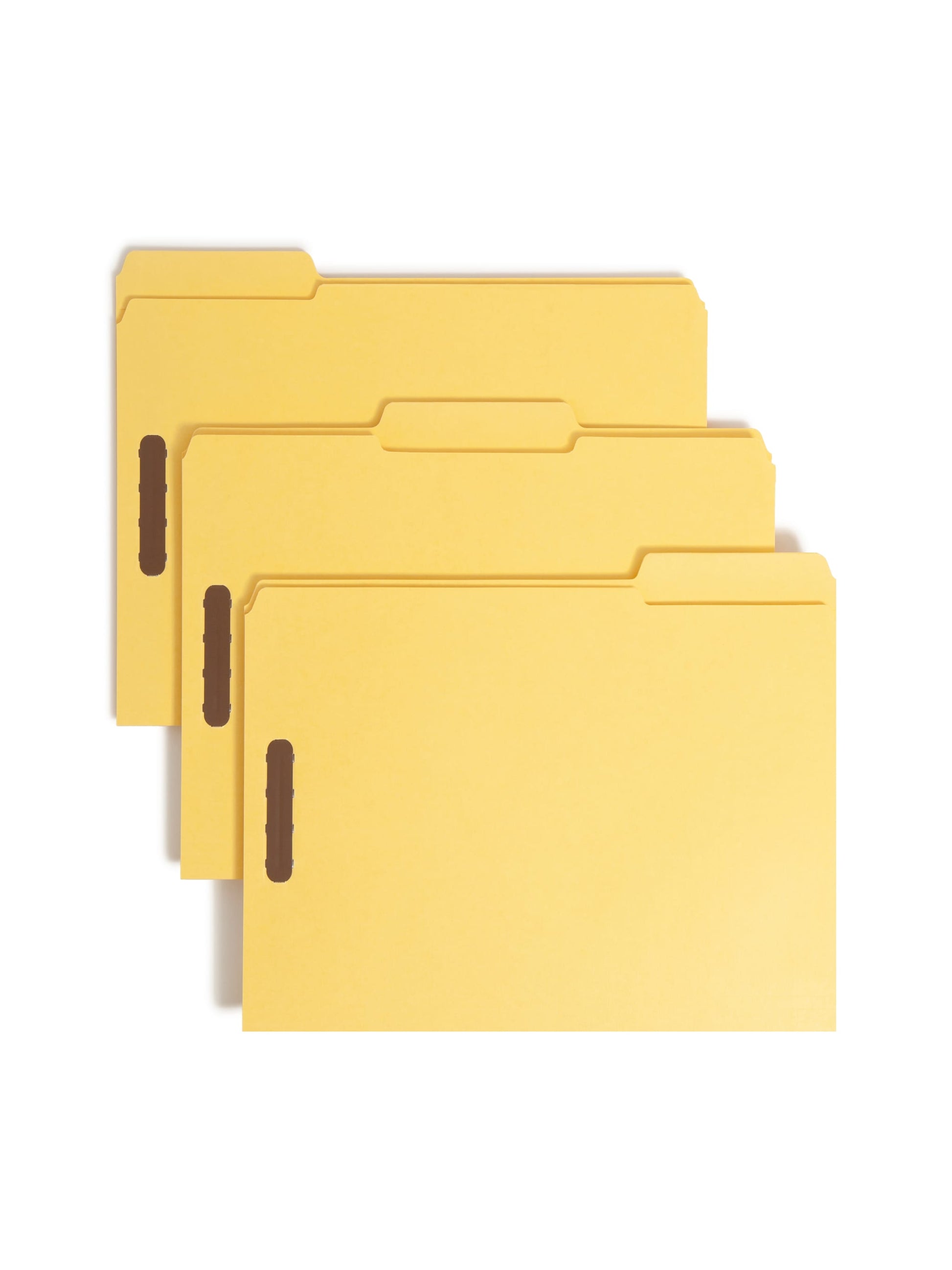 100% Recycled Reinforced Tab Fastener File Folders, Yellow Color, Letter Size, Set of 50, 086486129411