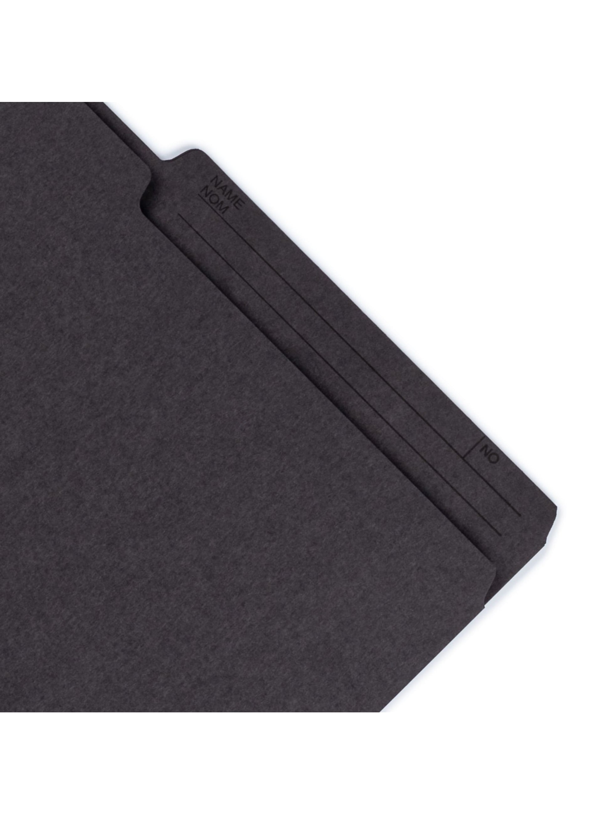 Reversible Printed Tab File Folders, 1/2-Cut Tab, Black Color, Legal Size, Set of 100, 086486153645