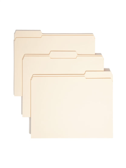 Reinforced Tab File Folders, 1 1/2 inch Expansion, 1/3-Cut Tab, Manila Color, Letter Size, Set of 50, 086486104050