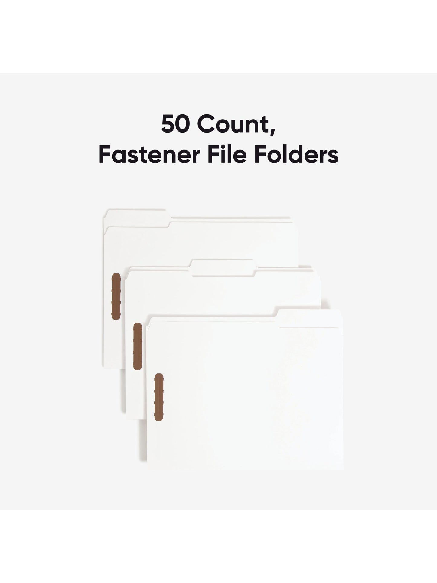 Reinforced Tab Fastener File Folders, 1/3-Cut Tab, 2 FastenersReinforced Tab Fastener File Folders, 1/3 Cut, White, Letter, White, Letter Size, Set of 50, 086486128407
