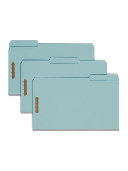 Pressboard Classification File Folders, 3 Dividers, 3 inch Expansion, Blue Color, Legal Size, 