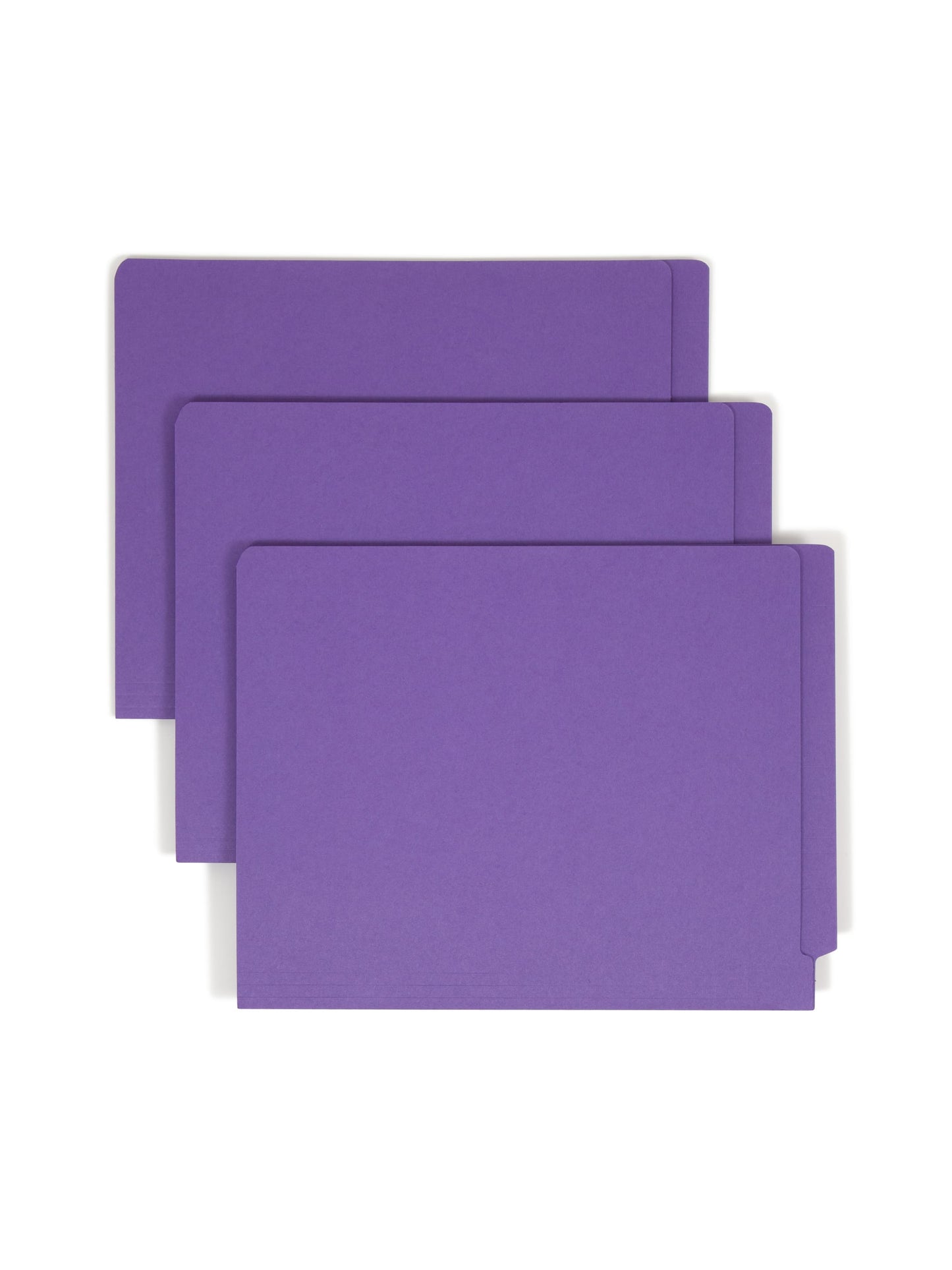 Shelf-Master® Reinforced End Tab Fastener File Folders, Straight-Cut Tab, Purple Color, Letter Size, Set of 50, 086486254403
