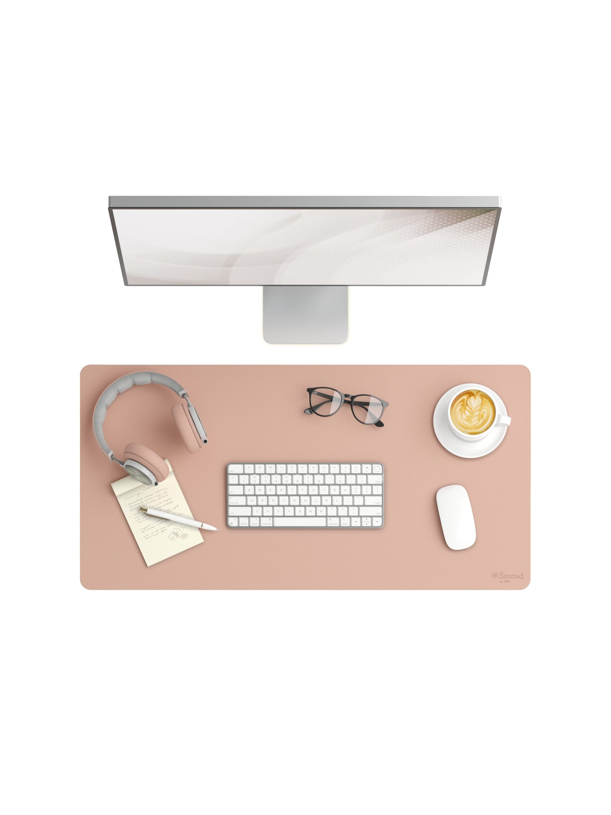 Vegan Leather Desk Pad, Dusty Rose Color, 31.5"X15.7" Size, 086486648349