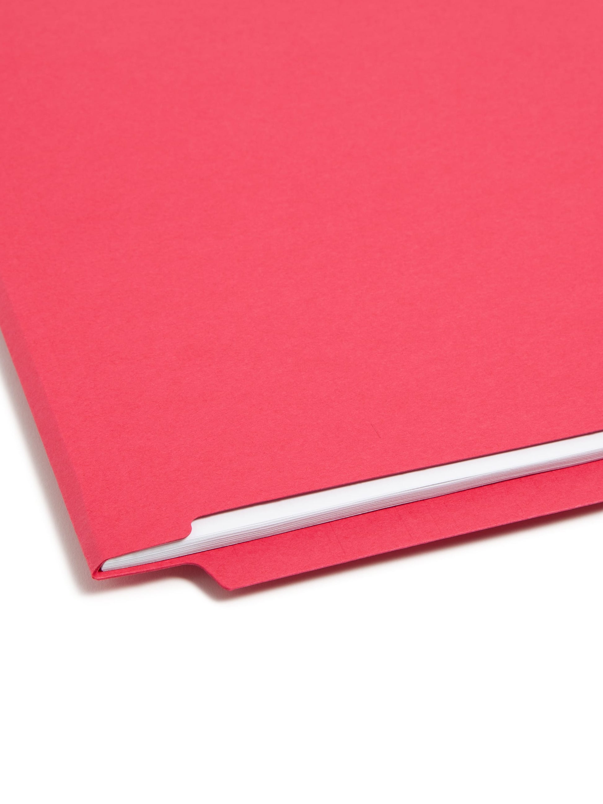 Shelf-Master® Reinforced End Tab Fastener File Folders, Straight-Cut Tab, Red Color, Letter Size, Set of 50, 086486257404