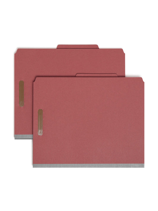 Pressboard Classification File Folders, 2 Dividers, 2 inch Expansion, Red Color, Letter Size, 