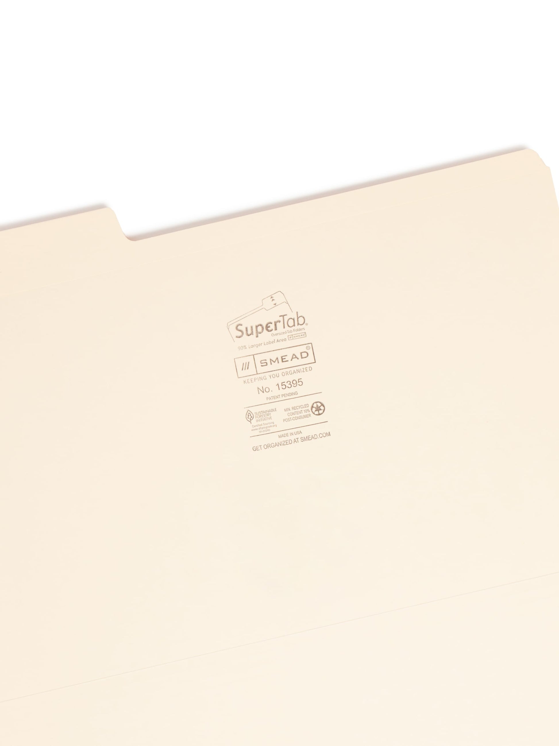 SuperTab® Reinforced Tab File Folders, Manila Color, Legal Size, Set of 100, 086486153959