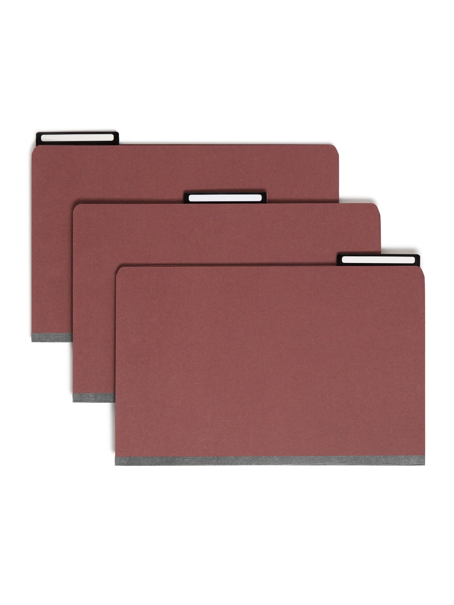 SafeSHIELD® Pressboard Classification File Folders, 2 Dividers, 2 inch Expansion, Metal Tab, Red Color, Legal Size, 
