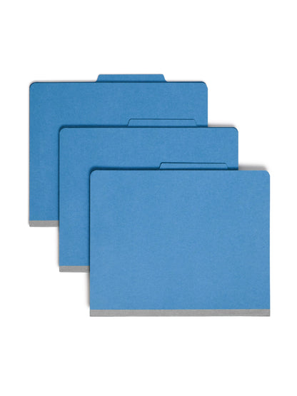 Classification File Folders, 1 Divider, 2 inch Expansion, Blue Color, Letter Size, 